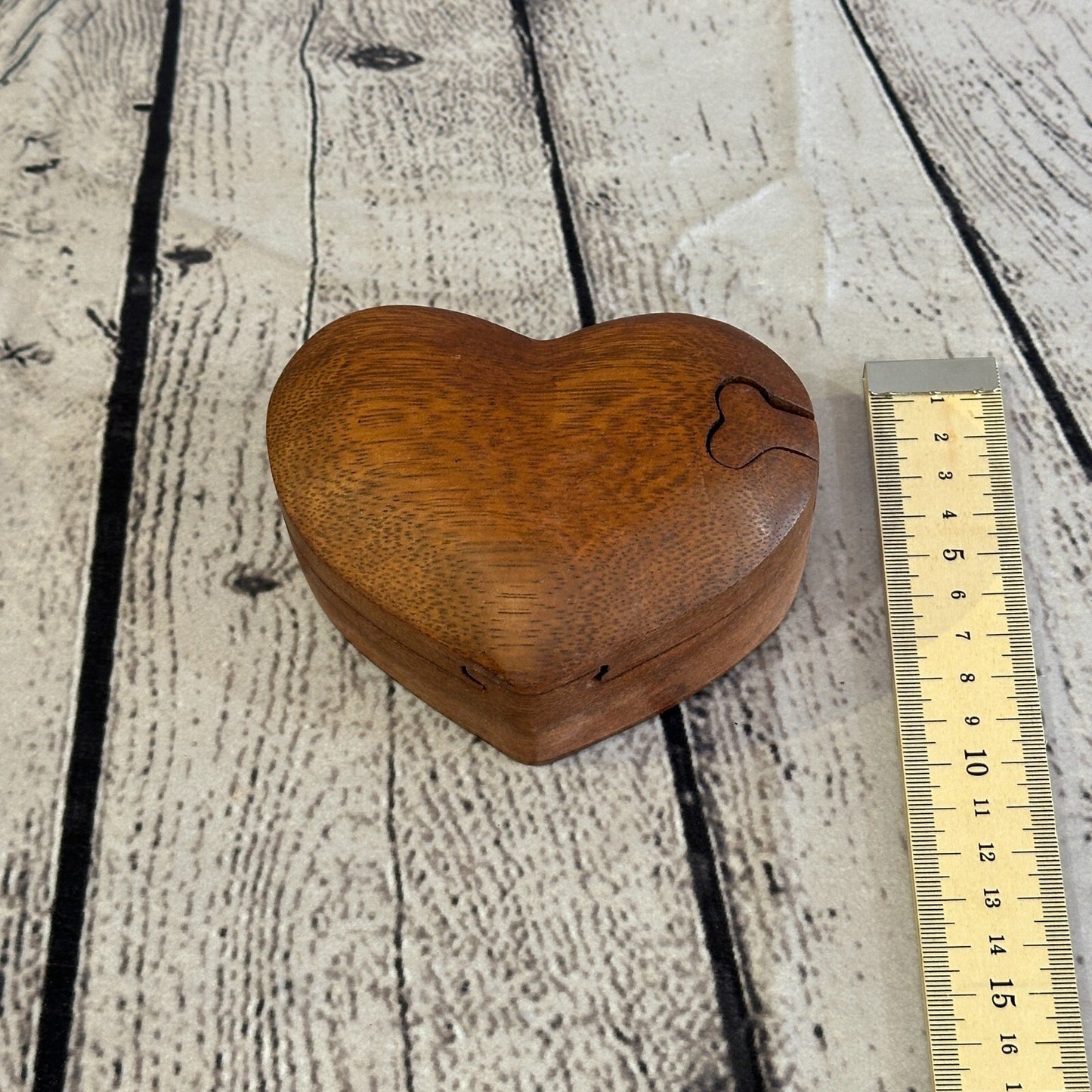 Carved Love Heart 4 Bit Wooden Puzzle Box Secret Box Magic Trinket Handmade
