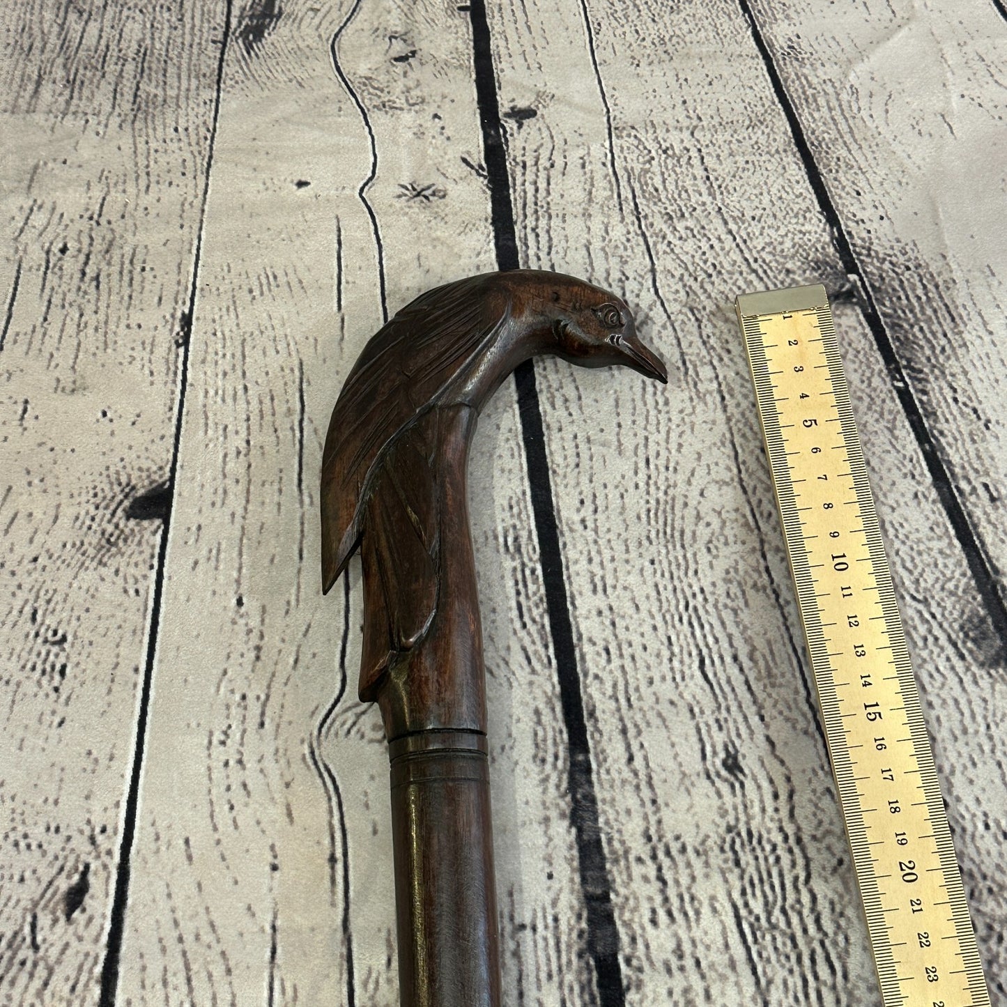 Humming Bird 90cm Tribal African Walking Stick Cane Hand Carved Dark Wood