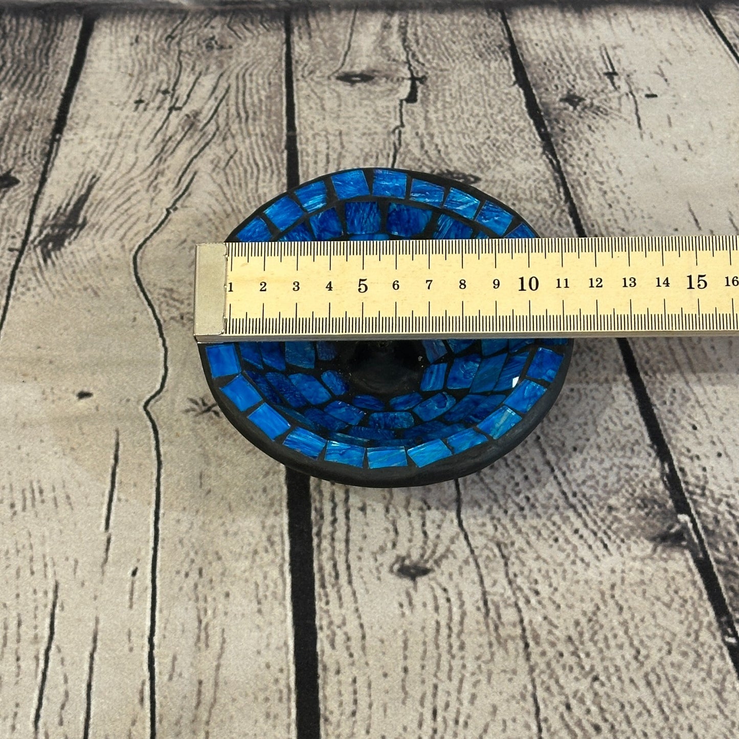Blue Mosaic Stick Holder Round Plate Buddhism Ash Catcher Joss Cone Insence