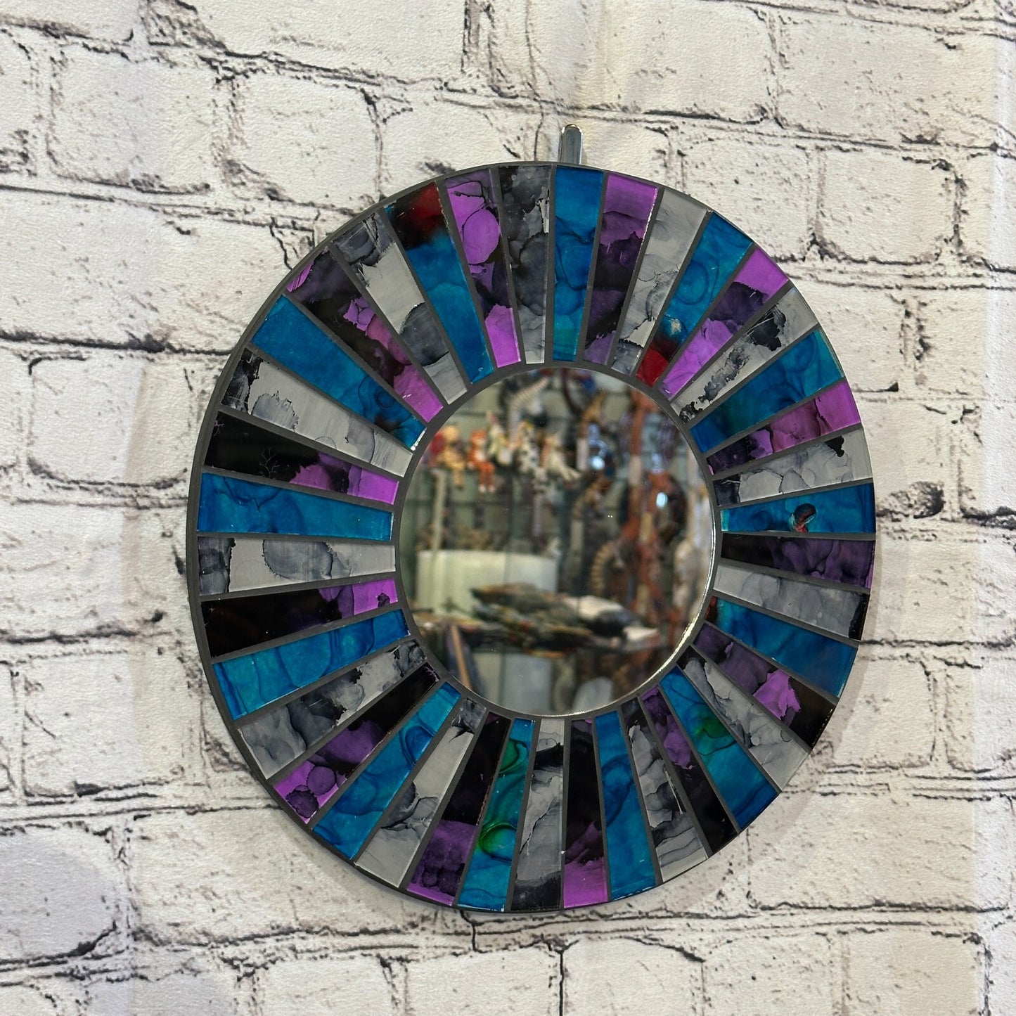 Purple Blue Line Mosaic Tile Wall Mirror 30cm x 30cm 12 Inches Handmade New