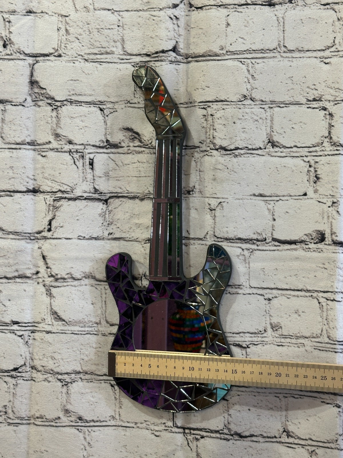 Purple Guitar Mosaic Tile Wall Mirror 40cm x 15cm 16 Inches Handmade New