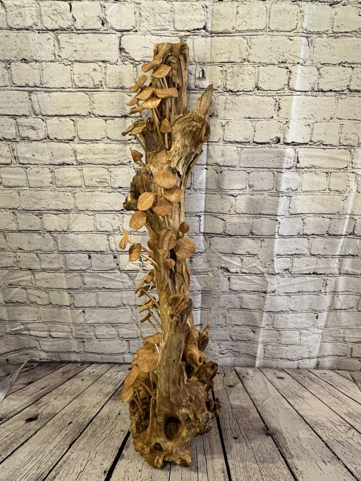 90cm Tall Mushrooms Cluster Parasite Ornament Natural Carving Fairtrade Wooden