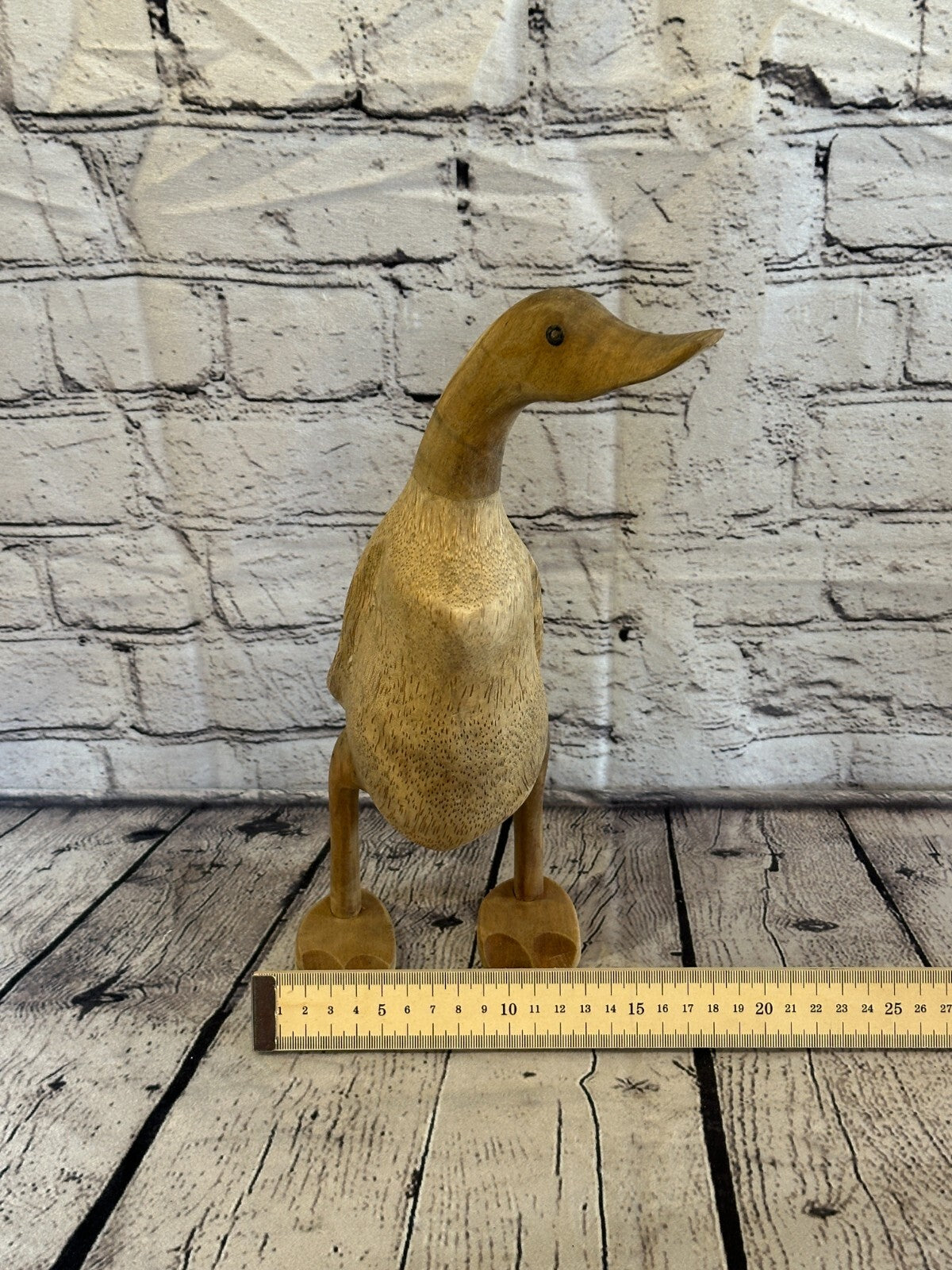 Looking Left 30cm Tall Wooden Hairy Duckling Baby Duck Bamboo Root Fairtrade