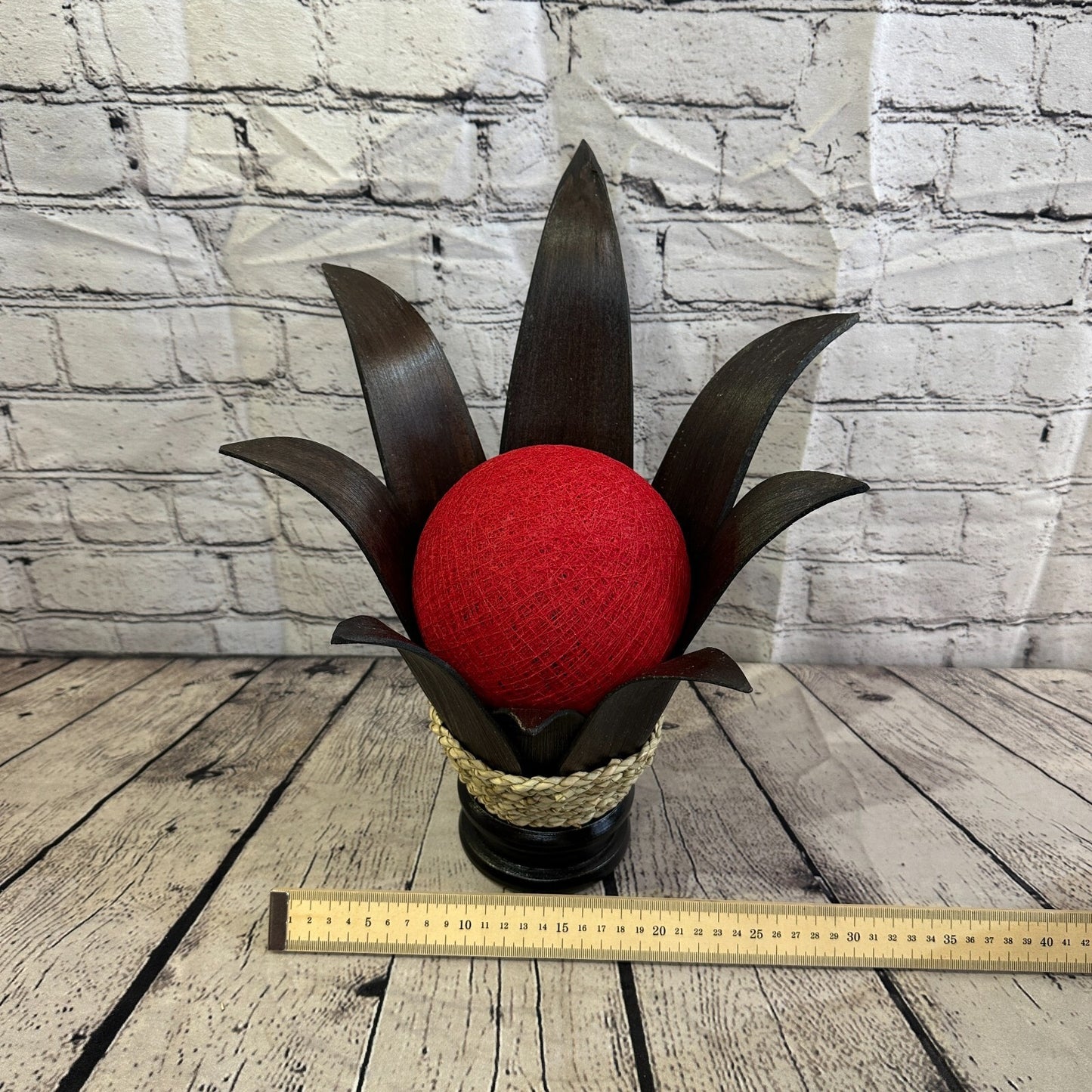 Red Dark Brown Natural 40cm Tall Leaf Lamp Twist LED UK Mains Plug Design 5