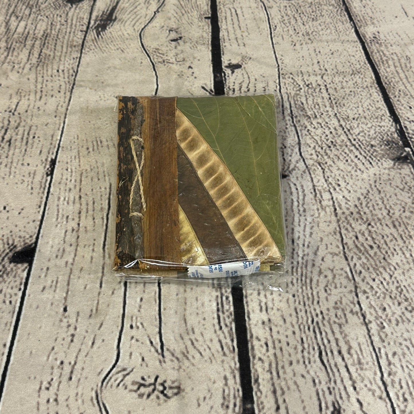 Natural Leaf Note Book 12cm x 10cm With Paper Made From Bamboo Pulp Design 2