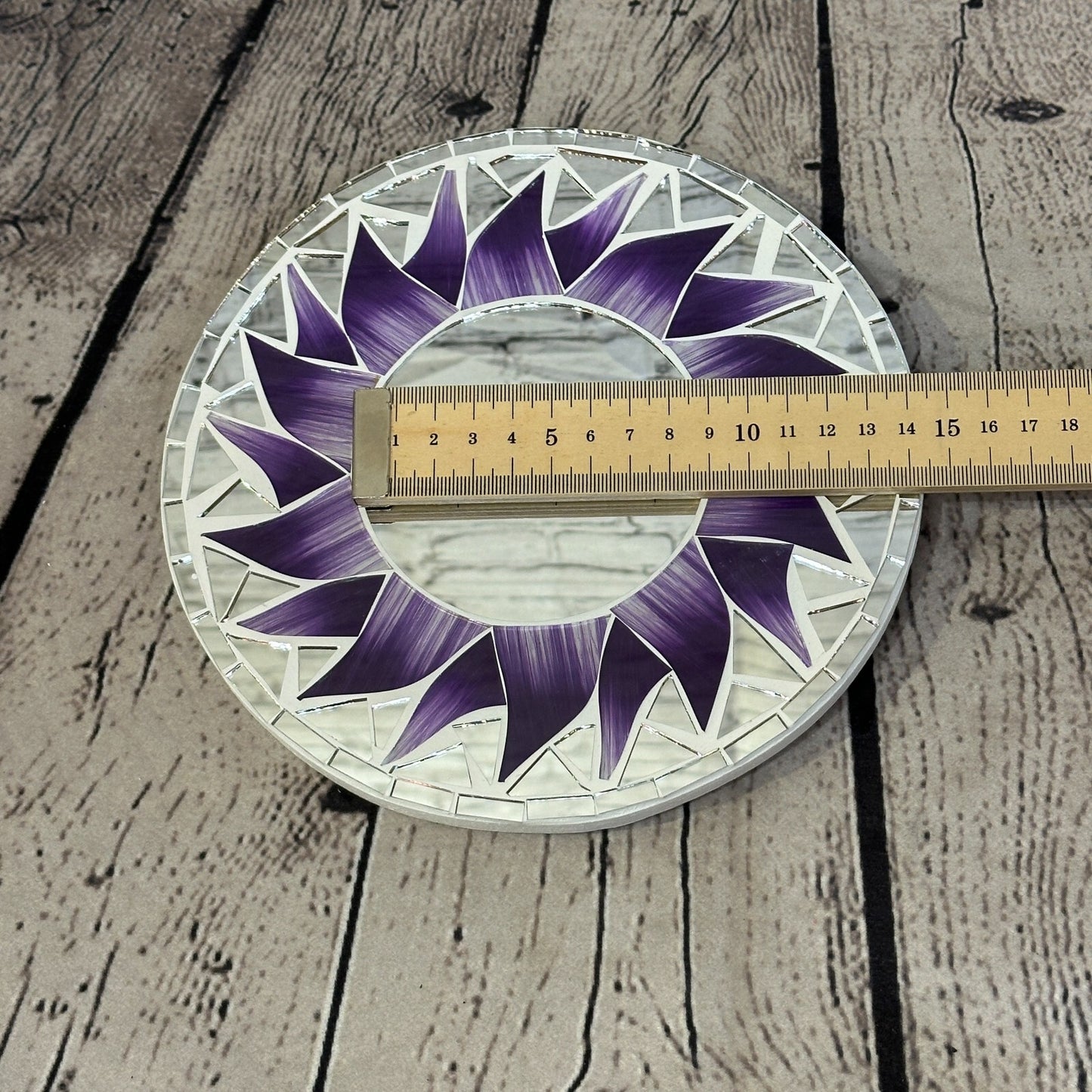 Purple Flame Sun Mosaic Tile Wall Mirror 20cm x 20cm 8 Inches Handmade New