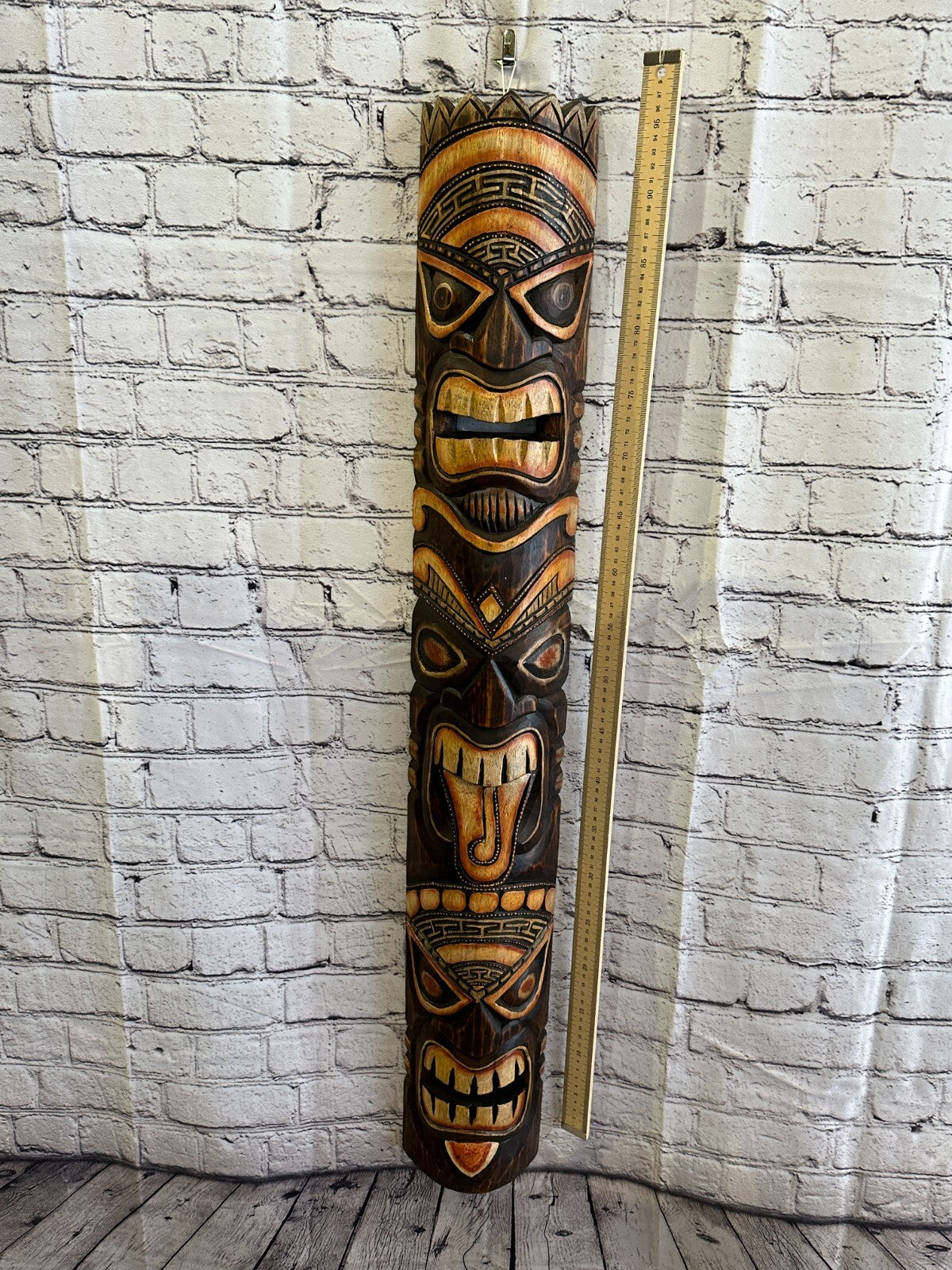 100cm Tiki Bar Mask Sign Decoration Wall Hanging Mask Wood Carving Design 1