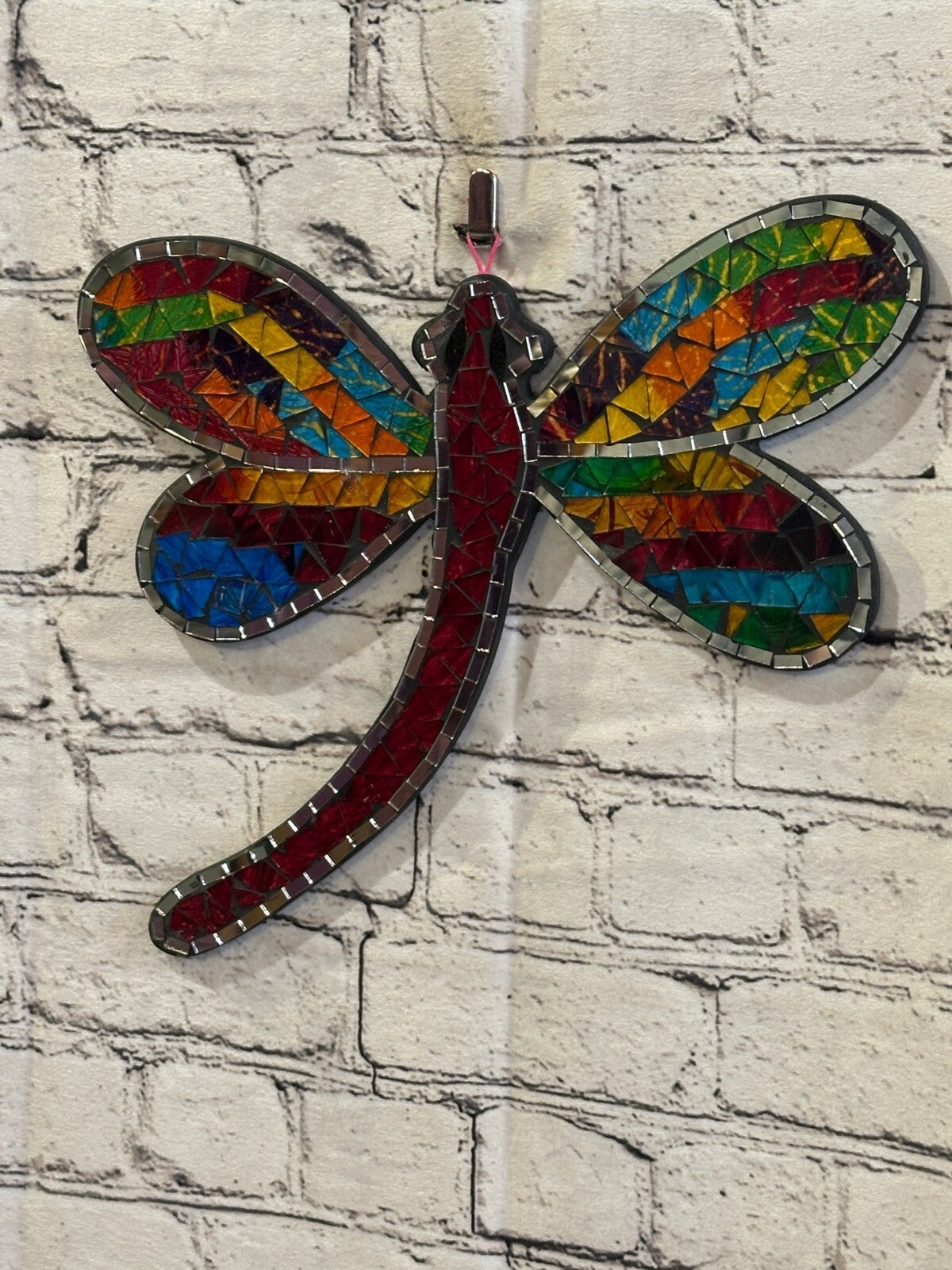 Rainbow Dragonfly Mosaic Tile Wall Mirror 30cm x 25cm 12 Inches Handmade New