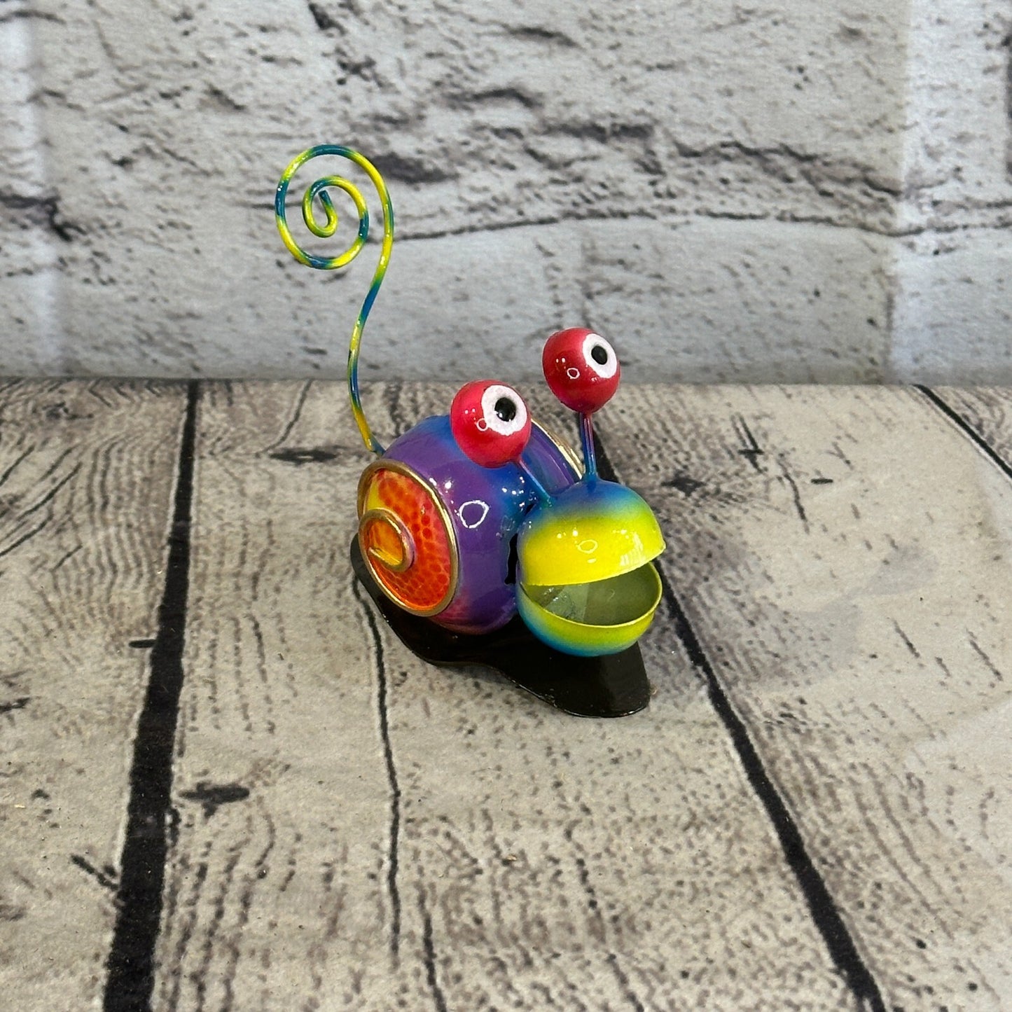 10cm x 7cm Blue Snail Bug Cartoon Postcard Holder Ornament Painted Statue