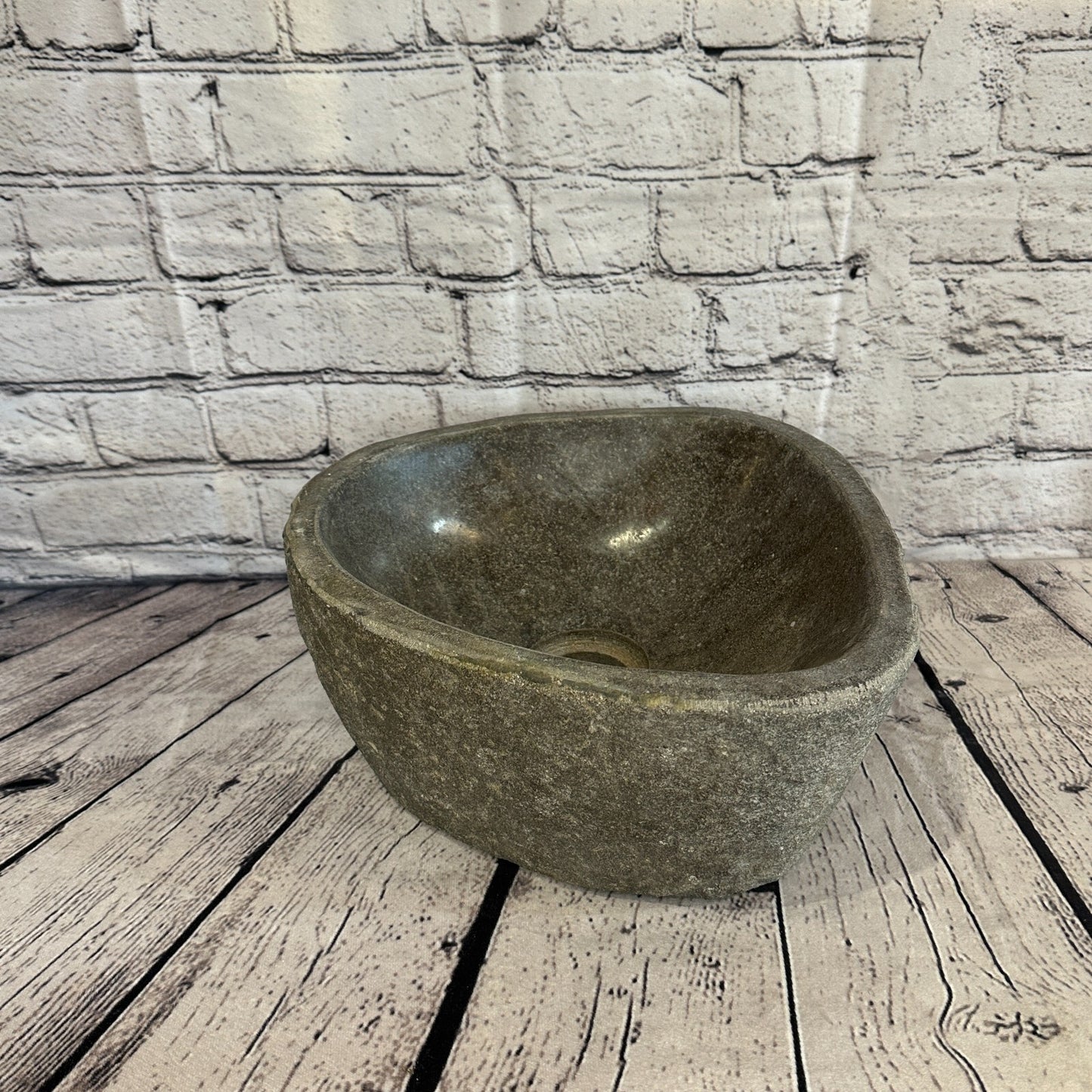 26cm x 28cm River Stone Sink Basin Bowl Natural for Bathroom Washroom Oval No 19