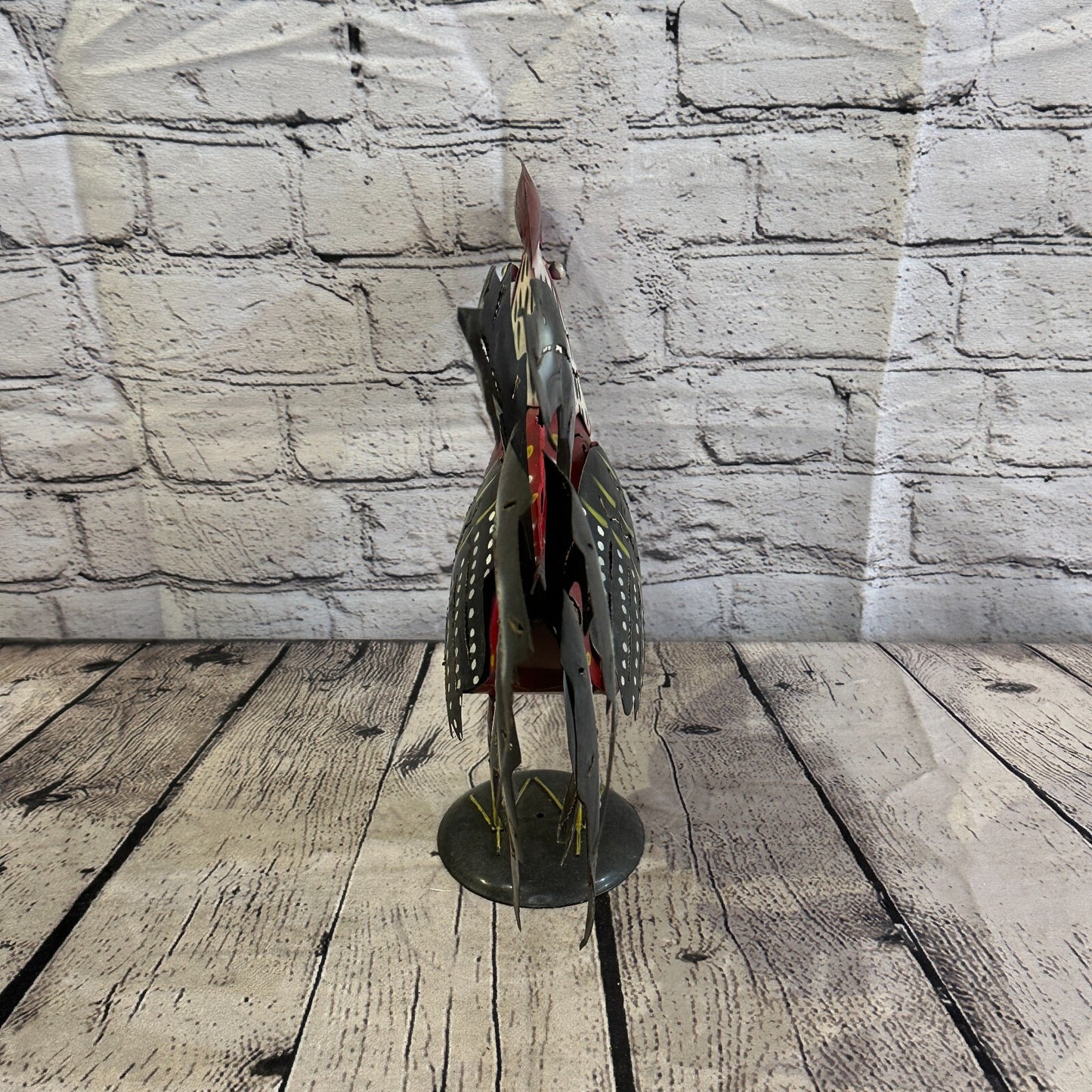 40cm x 25cm Brown Rustic Metal Chicken Ornament Painted Statue Candle Holder