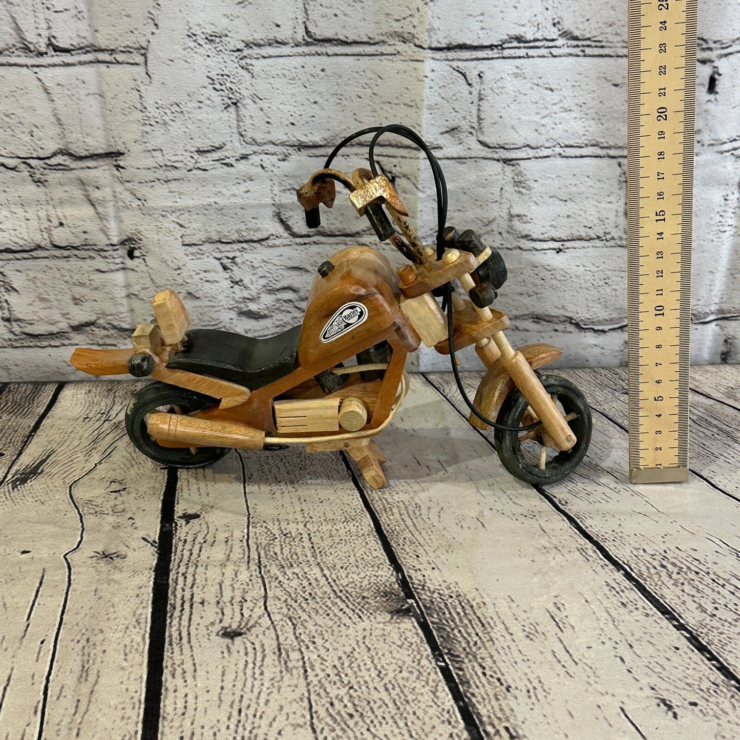 25cm Large Light Wood Motorbike Motorcycle Model Wooden Ornament Decorative Bike
