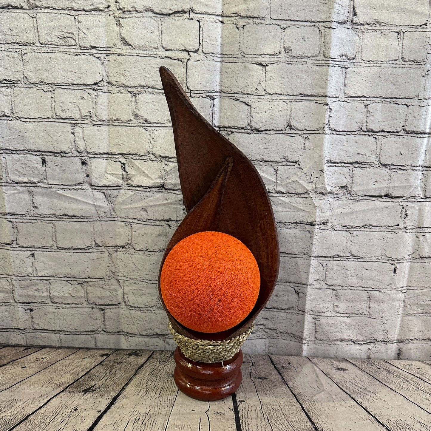 Orange Light Brown Natural 60cm Tall Leaf Lamp Twist LED UK Mains Plug Design 4