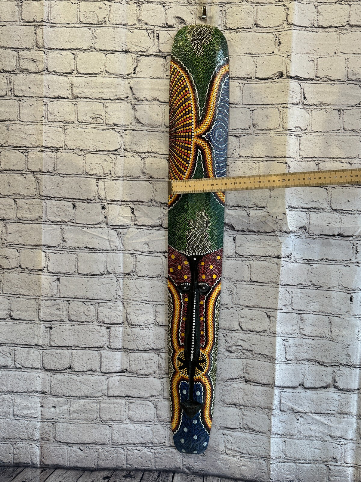 Mask 100cm Carved Wooden Dot Painted Ethnic Tribal Tiki Wall Art Handmade No 6