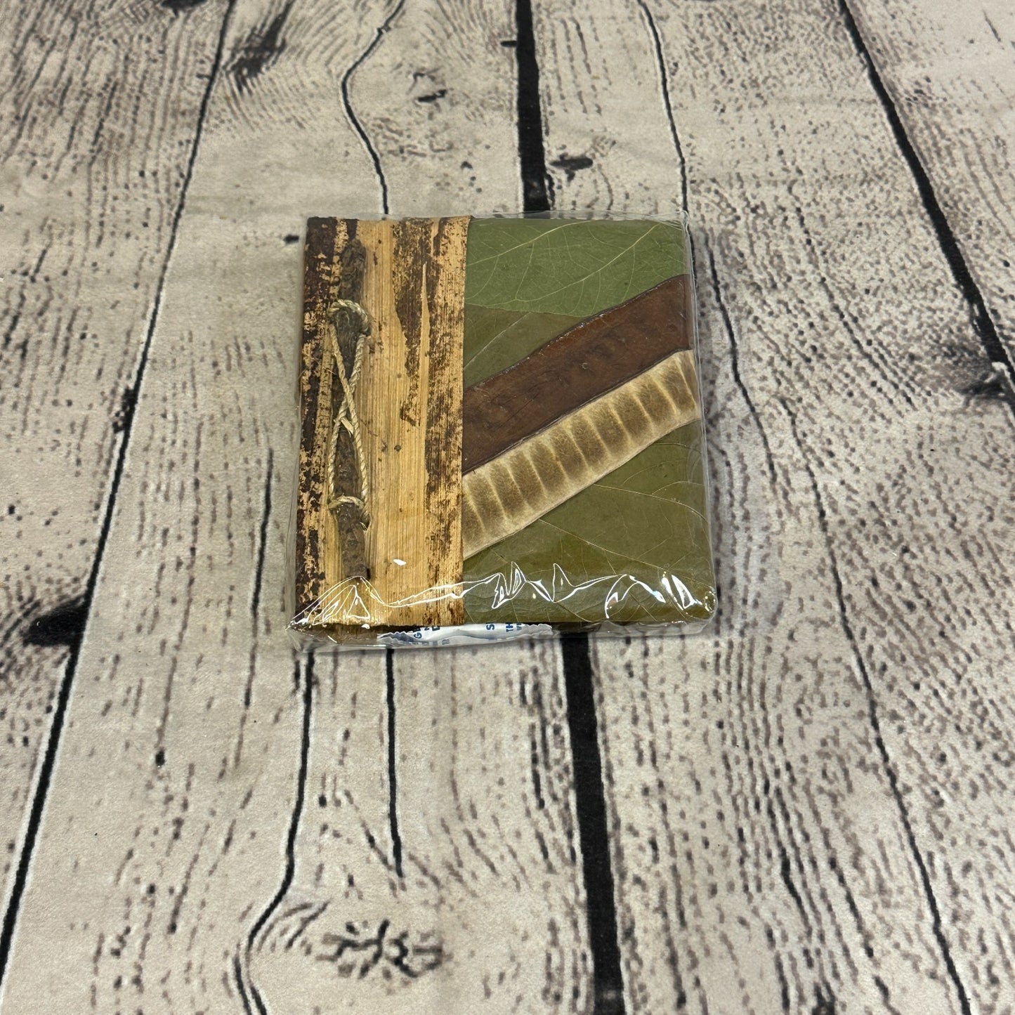 Natural Leaf Note Book 12cm x 10cm With Paper Made From Bamboo Pulp Design 4