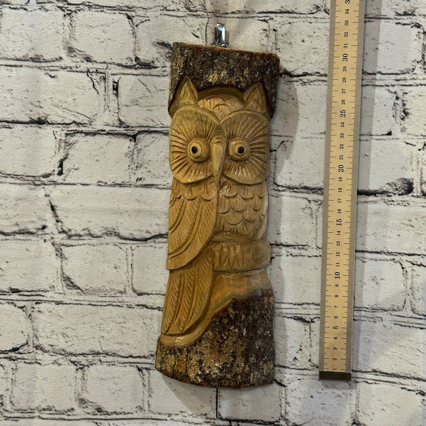 Barn Owl Of The Woods 30cm Hand Carved Wizard Tree Trunk Wood Fairtrade