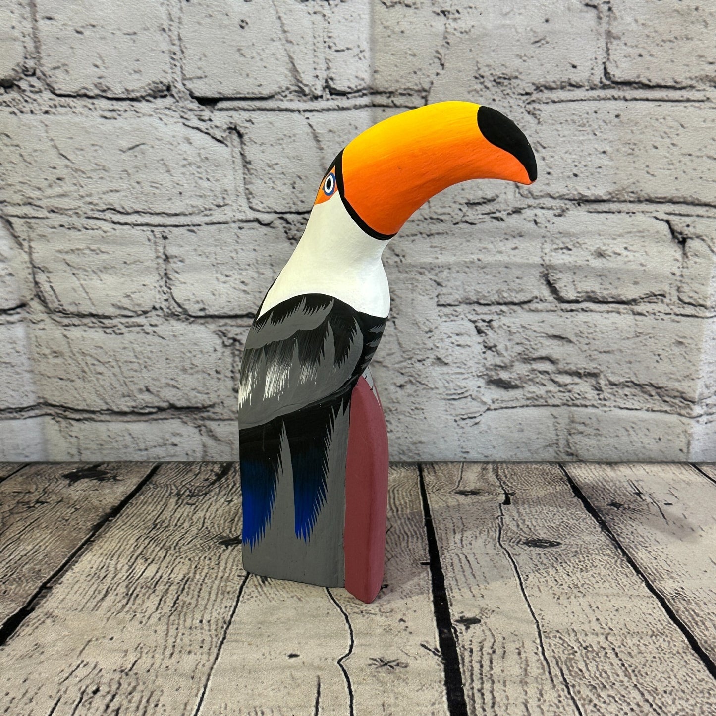 20cm Black Toucan Bird Ornament Statue Fair Trade Hand Made Carved Wood