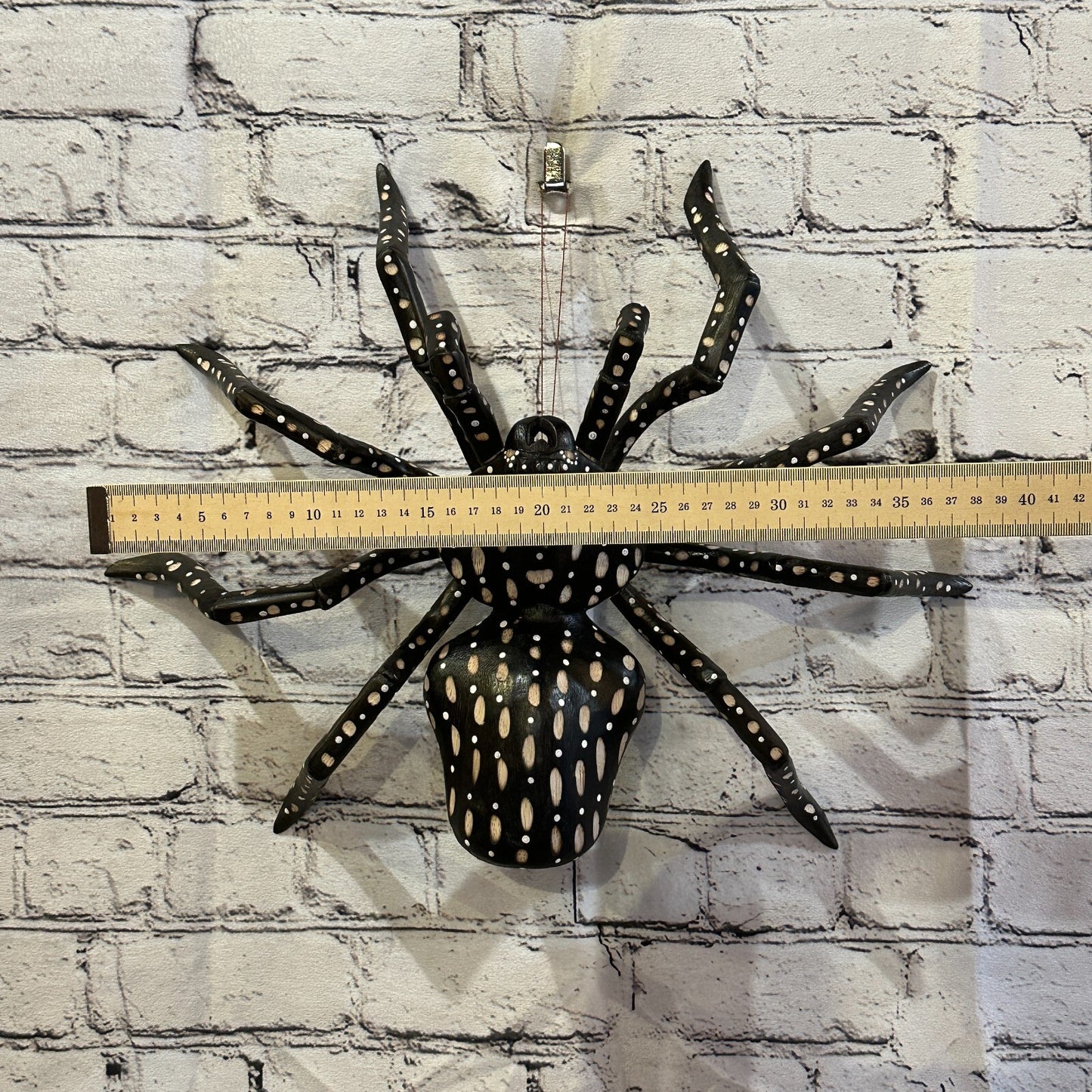 40cm x 35cm Wood Dark Spider Carving Hand Carved Walking Spider Tarantula Statue