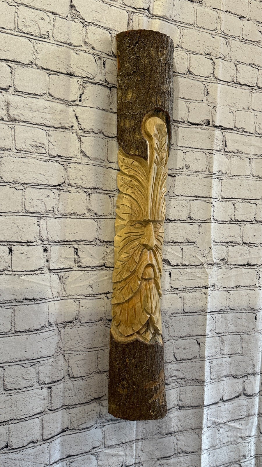 Green Man Of The Woods 80cm Hand Carved Wizard Tree Trunk Wood Fairtrade
