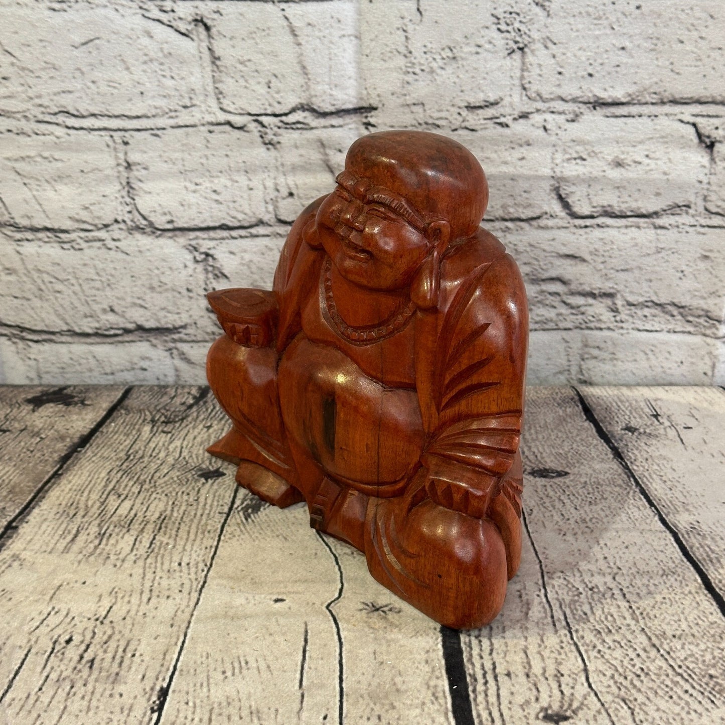 18cm Wooden Seated Buddha Meditation Meditation Serenity Hand Carved Fair Trade