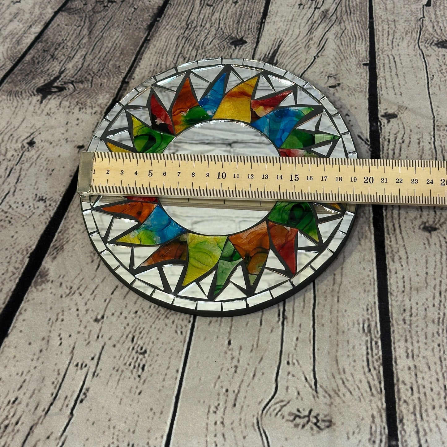 Rainbow Black Sun Mosaic Tile Wall Mirror 20cm x 20cm 8 Inches Handmade New