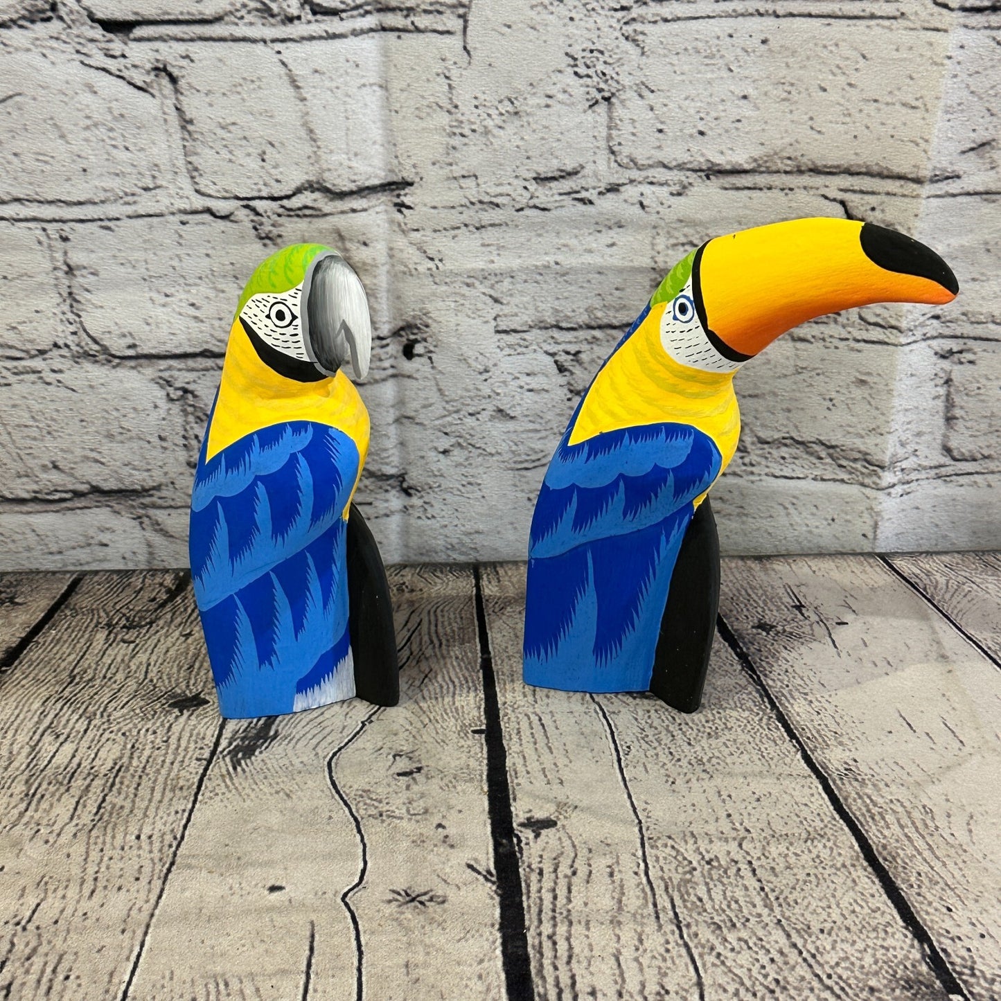 20cm Blue Toucan Bird Ornament Statue Fair Trade Hand Made Carved Wood