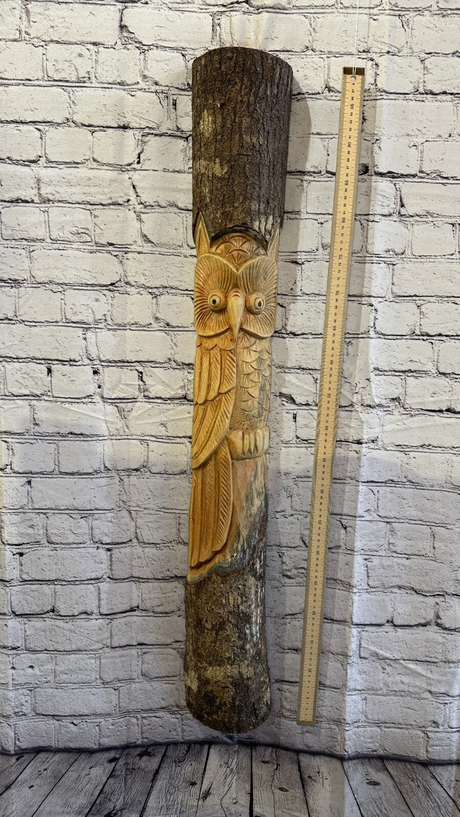 Barn Owl Of The Woods 100cm Hand Carved Wizard Tree Trunk Wood Fairtrade
