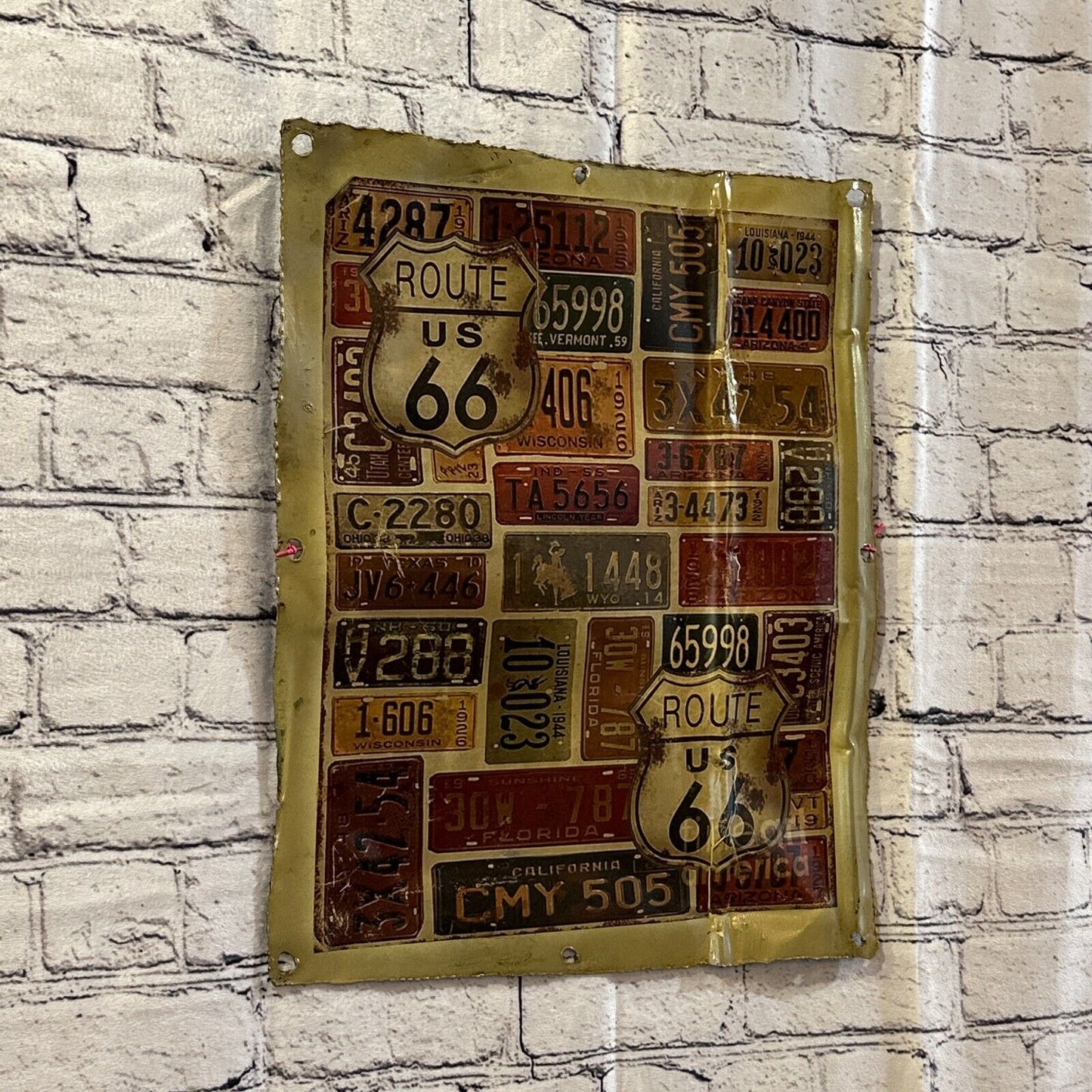 Route 66 Licence Plate Art Advert Wall Plaque 42cm x 36cm Vintage Retro Tin Sign