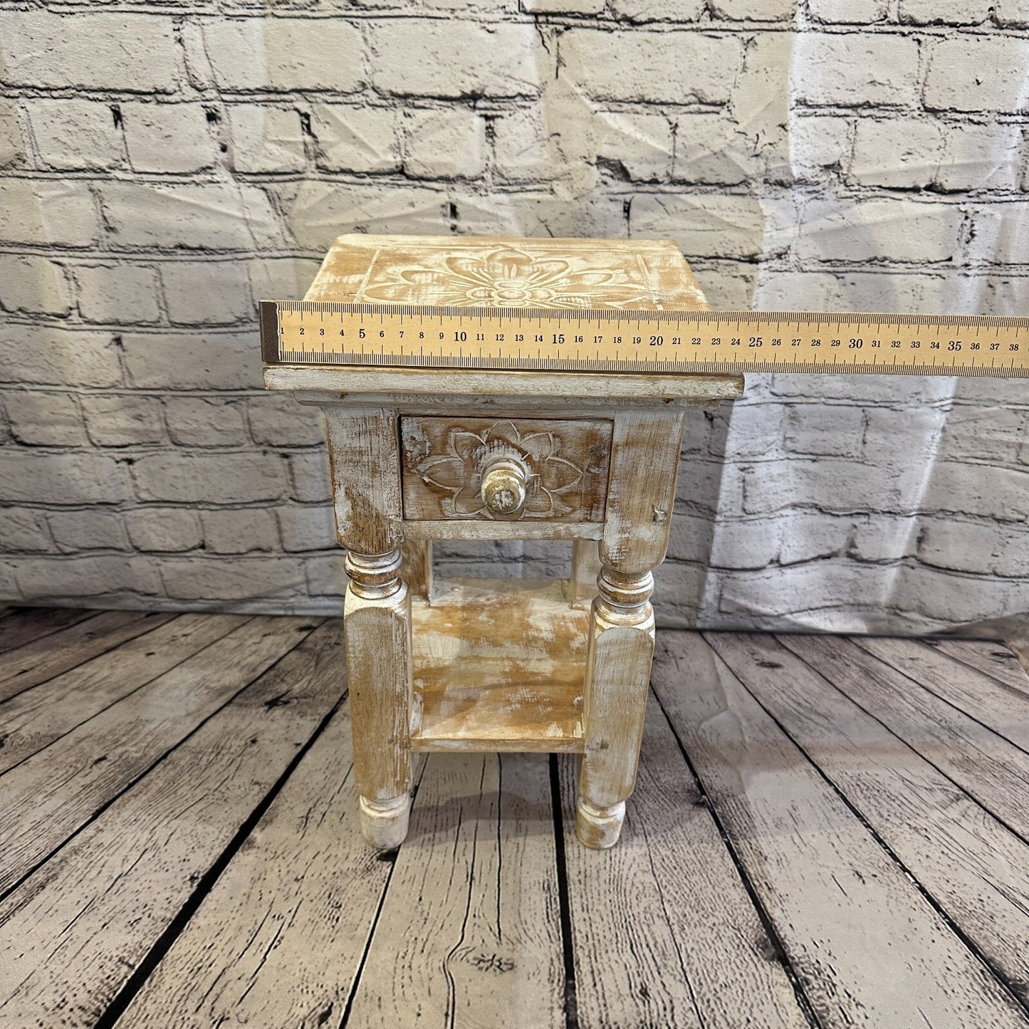 40cm x 25cm Cream 1 Draw Wooden Side Cabinet Living Hallway Storage Furniture