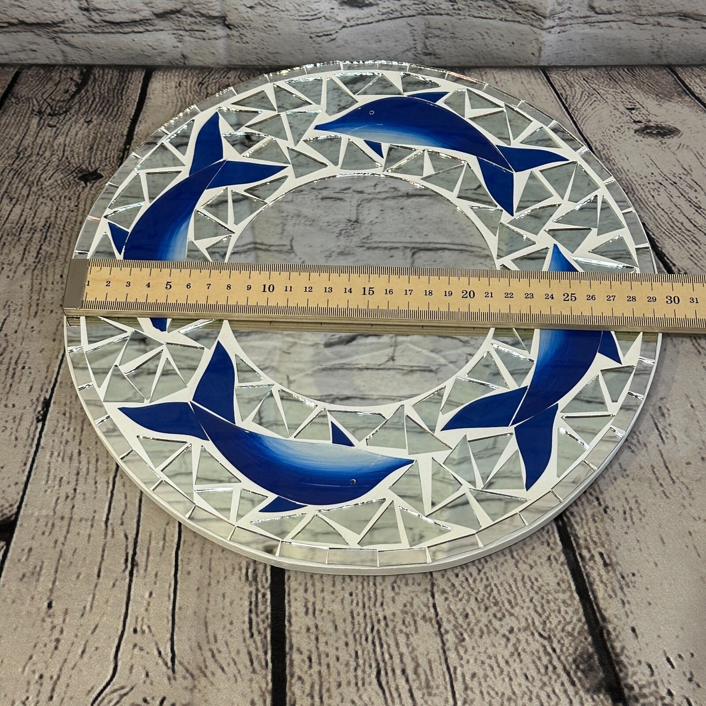 Blue Dolphin Mosaic Tile Wall Mirror 30cm x 30cm 12 Inches Handmade New