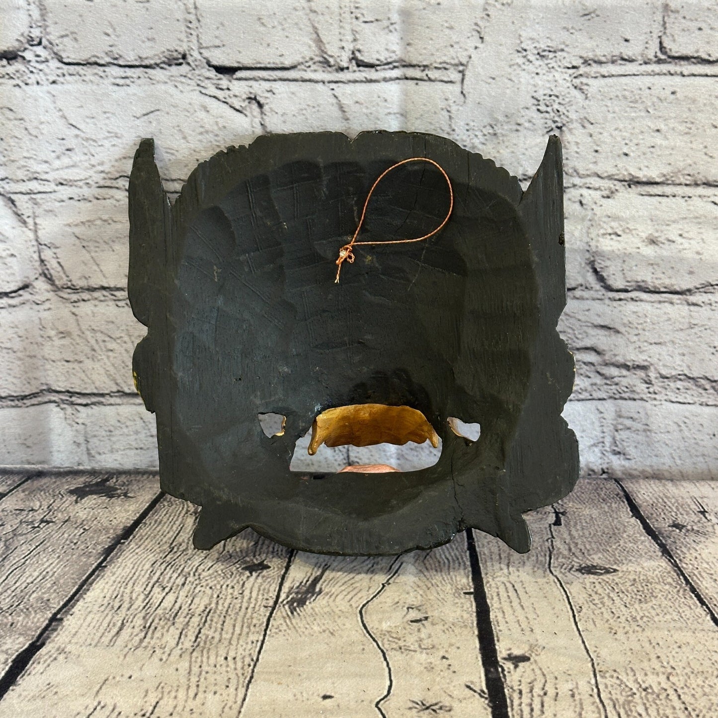 Large Wooden Green Barong Wall Mask 20cm x 20cm Handmade And Fairtrade Hindu