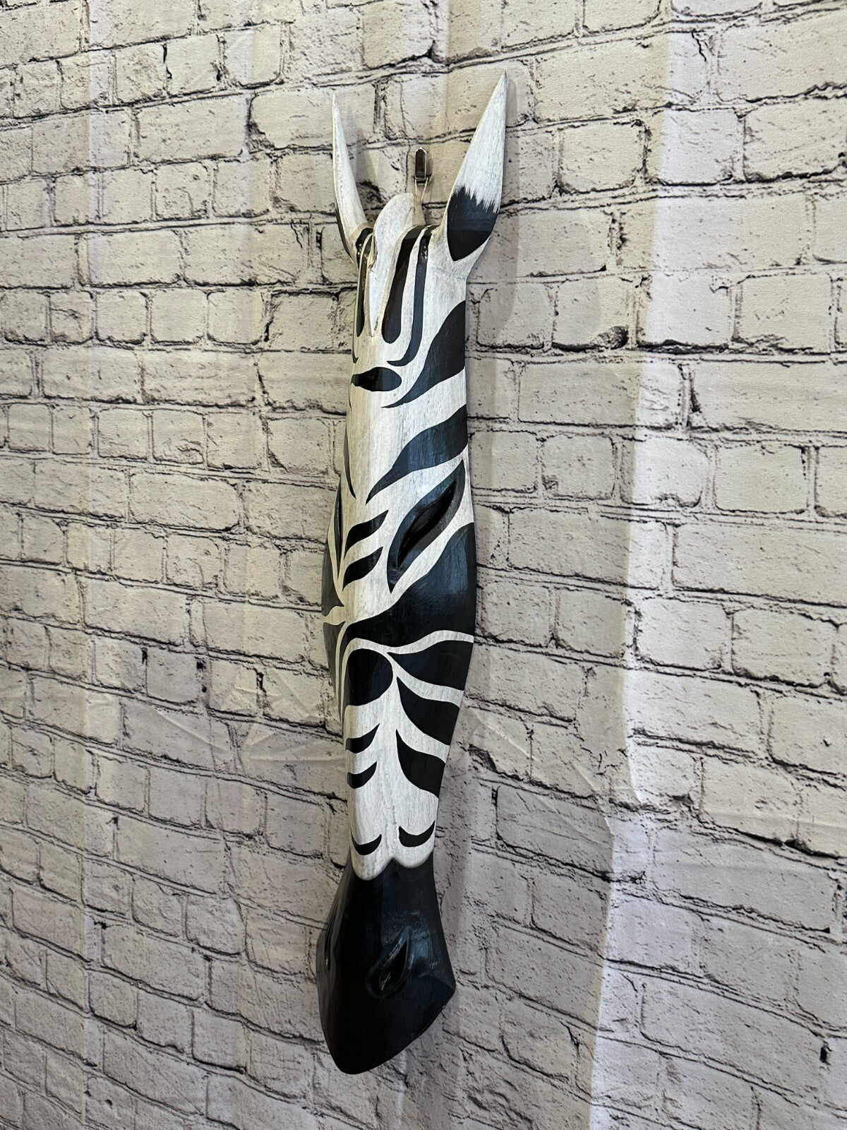 100cm Zebra Marking Hand Carved Fair Trade Wooden Animal Wall Art Wall Hang Mask