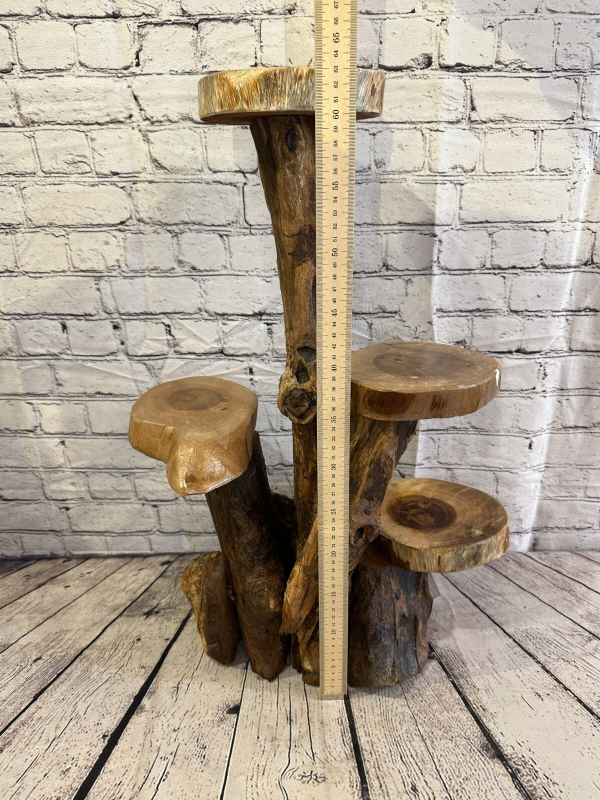 63cm x 38cm Quad Teak Root Wood Mushroom Coffee Table Side Home Furniture