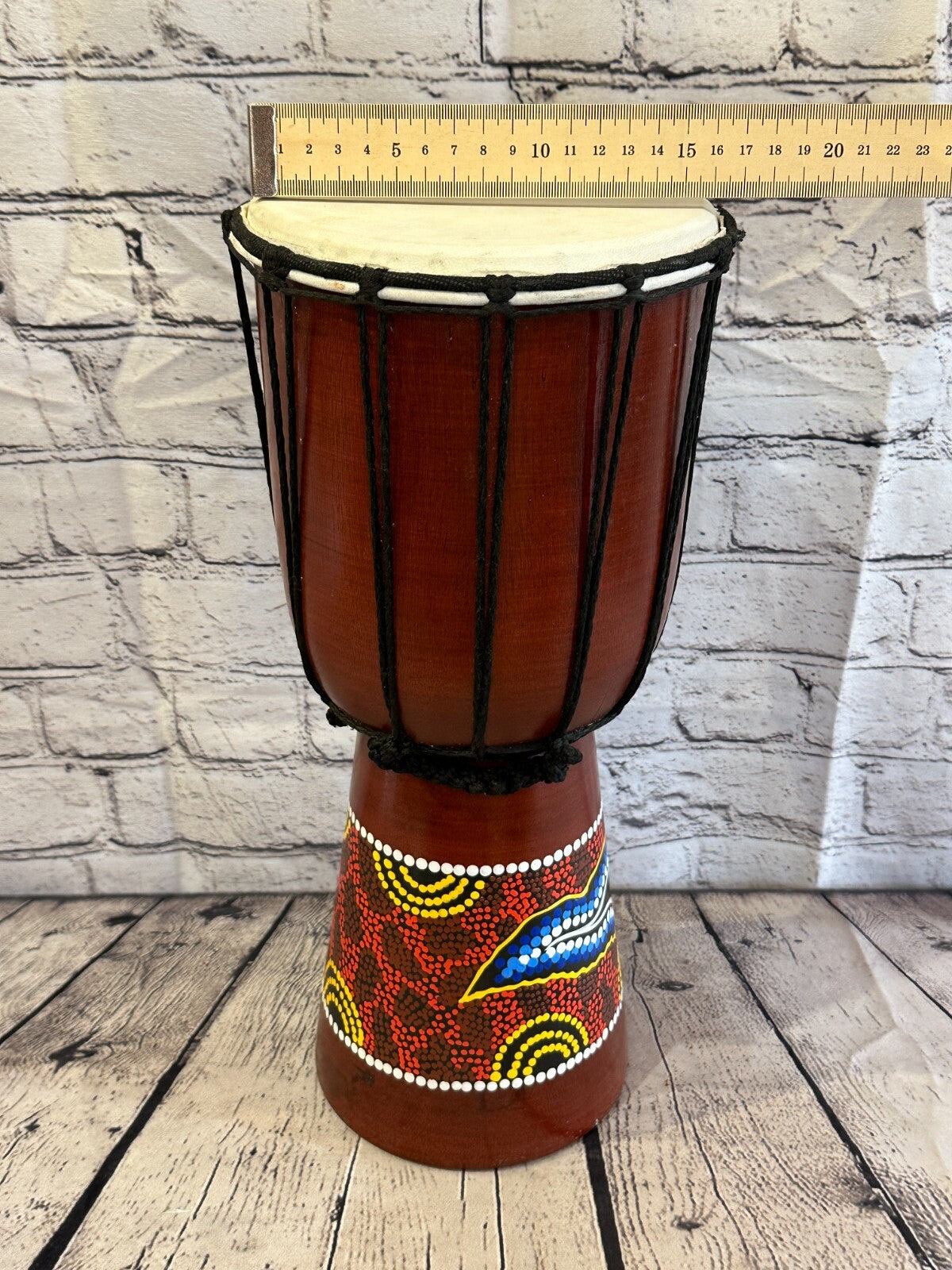 40cm Painted Wooden Djembe Bongo Painted African Influenced Drum High Handmade