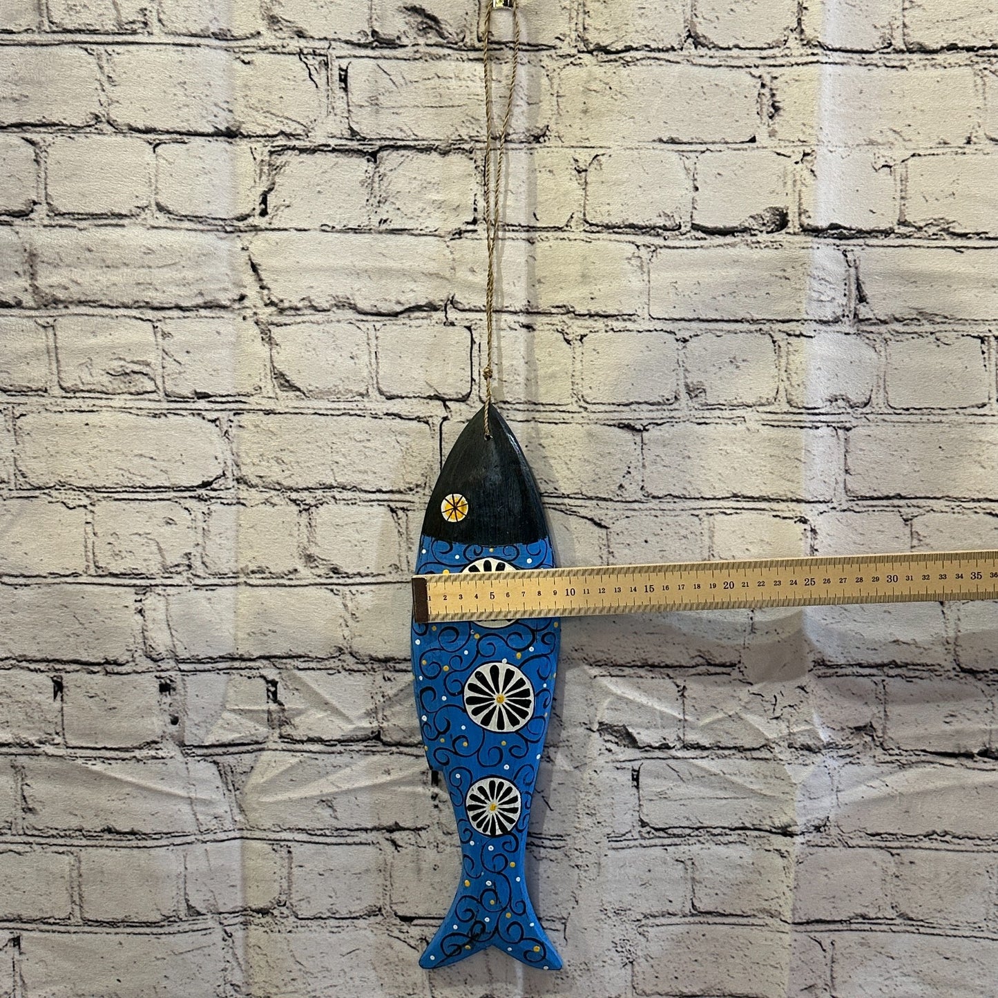 40cm Hanging Fish Hand Painted Fish Wooden Hanging Fish Coastal Decor Design 2