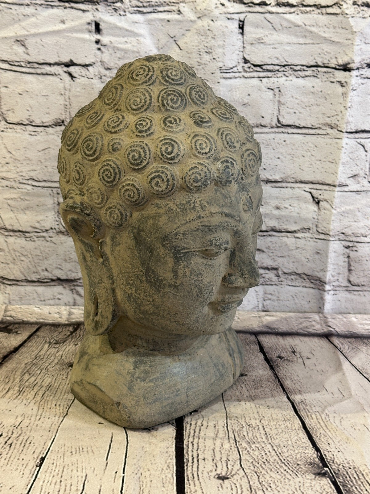 Thai Buddha Head Stone Garden 30cm x 18cm Ornament Outdoor Indoor Statue Hindu