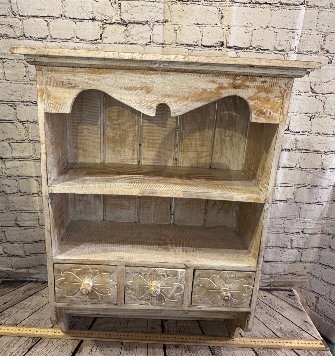 White 75cm x 50cm Wall Mounted Wooden Shabby Chic Hanging Storage Unit Cabinet