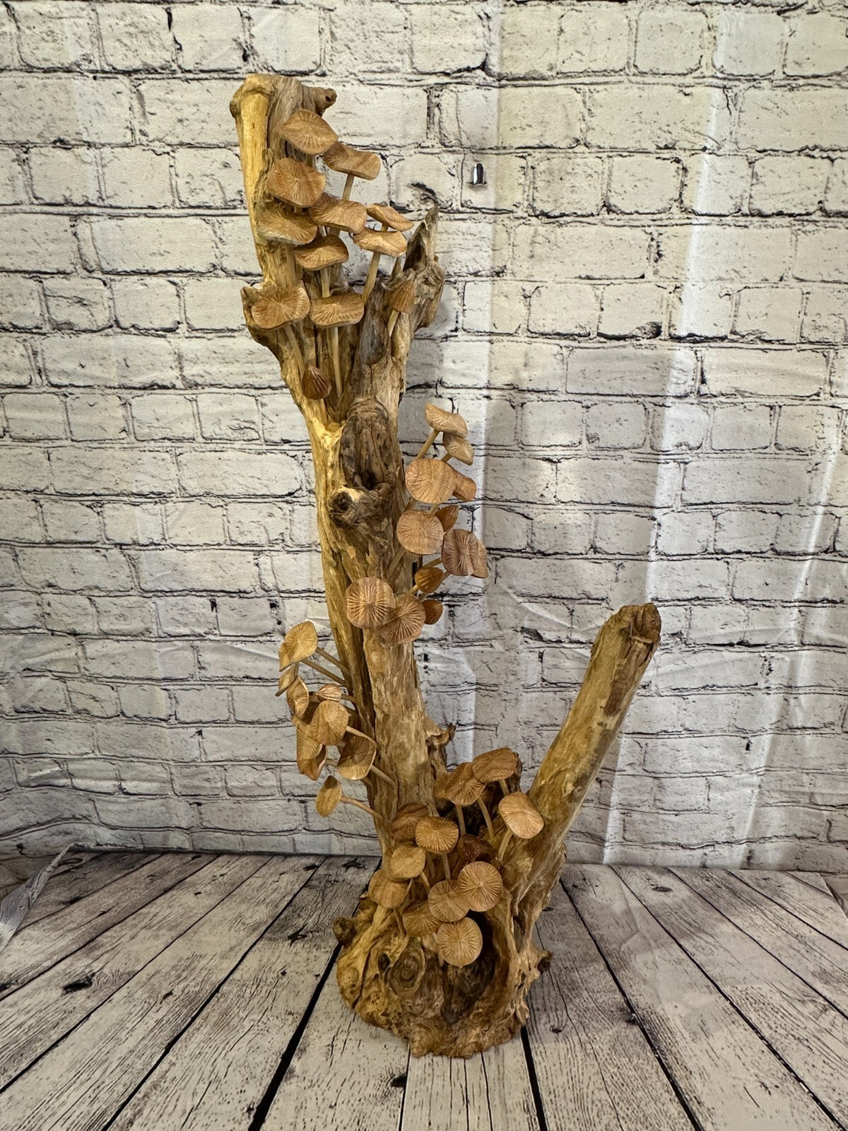 90cm Tall Mushrooms Cluster Parasite Ornament Natural Carving Fairtrade Wooden