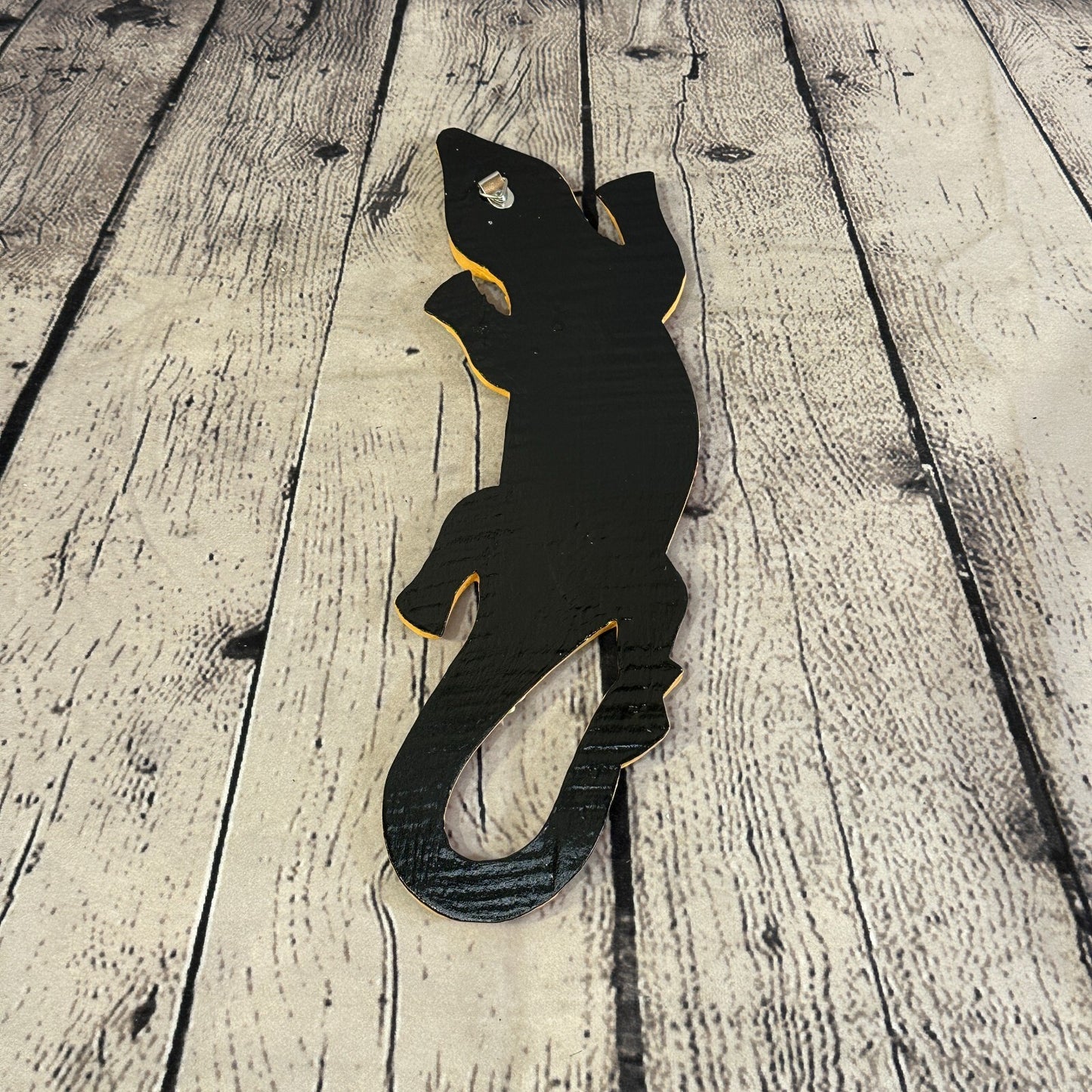 30cm Gecko Lizard Light Blue Flower Wood Wall Hanging Wooden Ornaments Carving