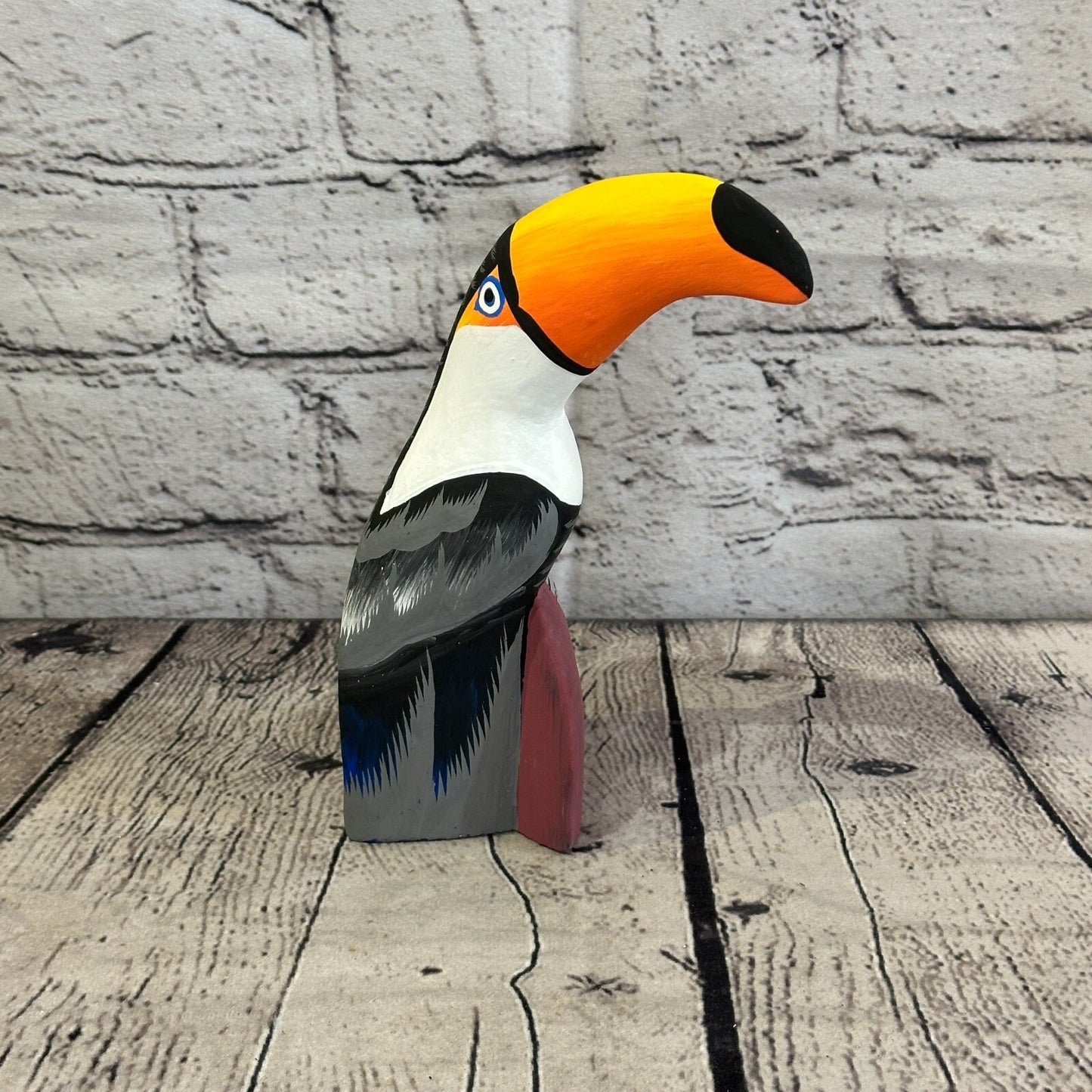 15cm Black Toucan Bird Ornament Statue Fair Trade Hand Made Carved Wood