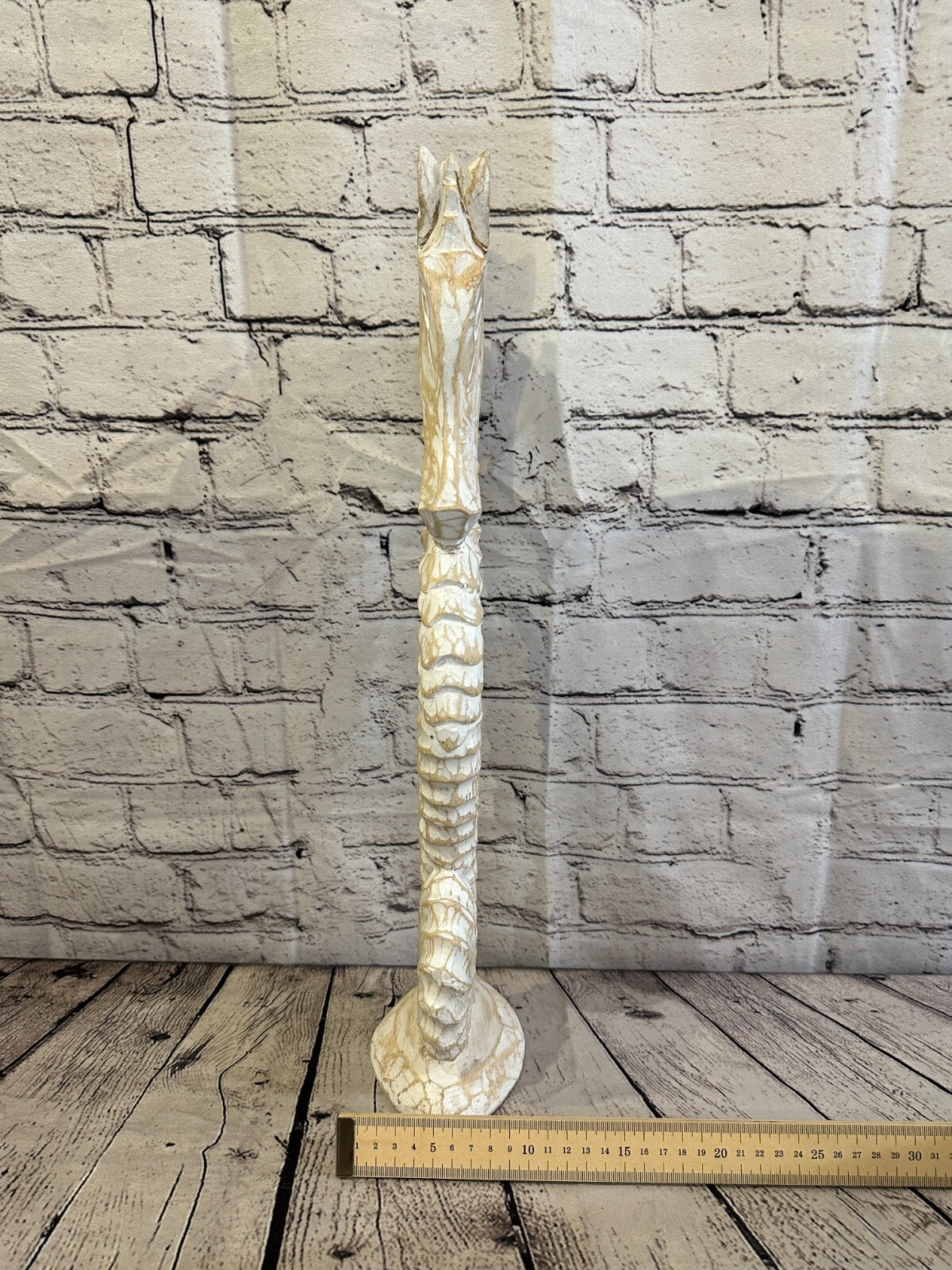 50cm White Plain Wooden Shabby Seahorse Statue Ornament Fair Trade Handcarved