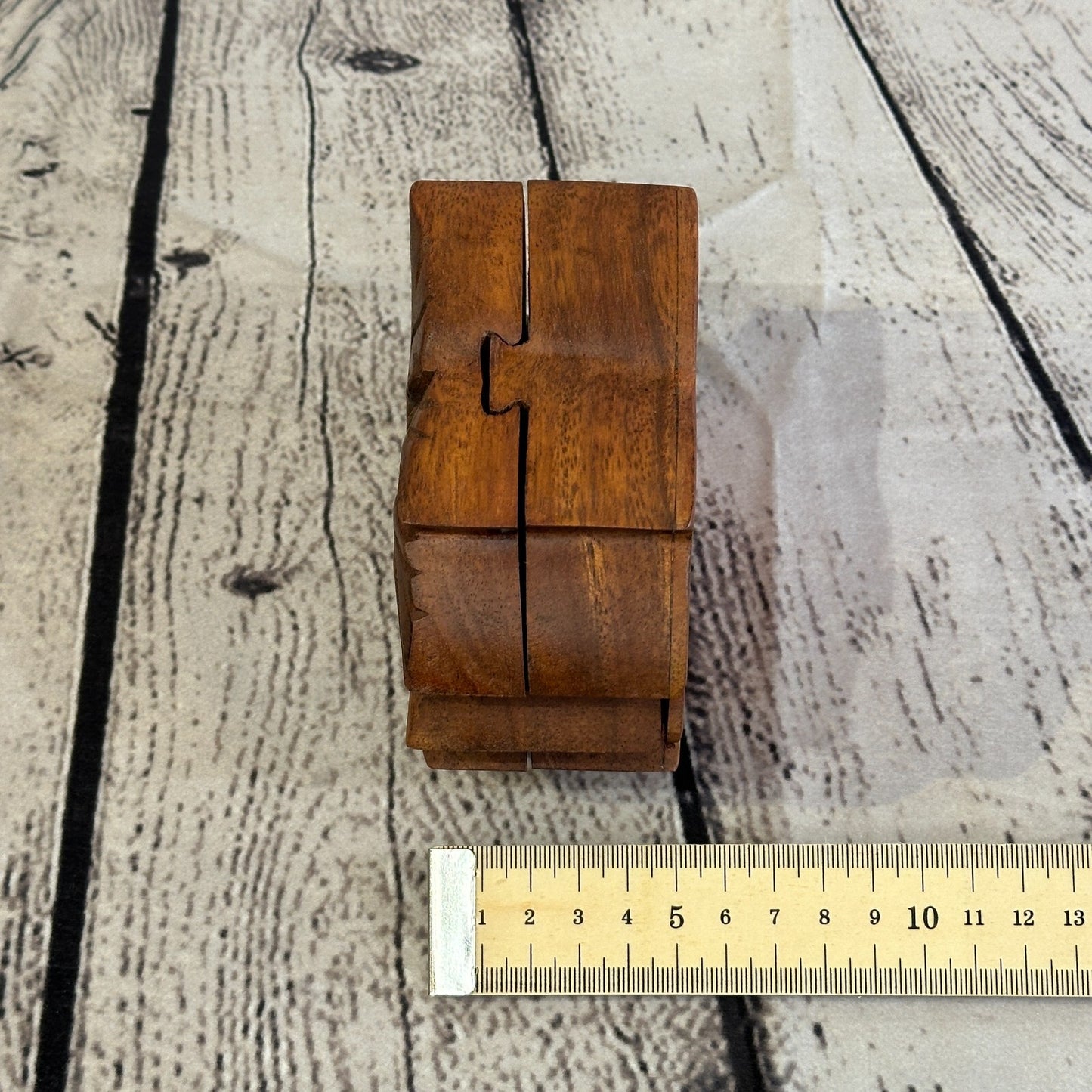 Carved Green Man Head 4 Bit Wooden Puzzle Box Secret Box Magic Trinket Handmade