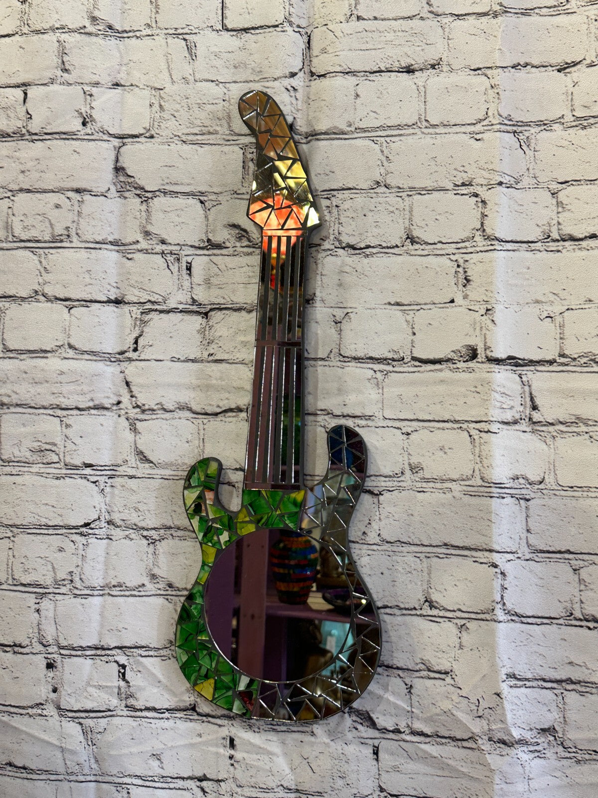 Green Guitar Mosaic Tile Wall Mirror 60cm x 20cm 24 Inches Handmade New
