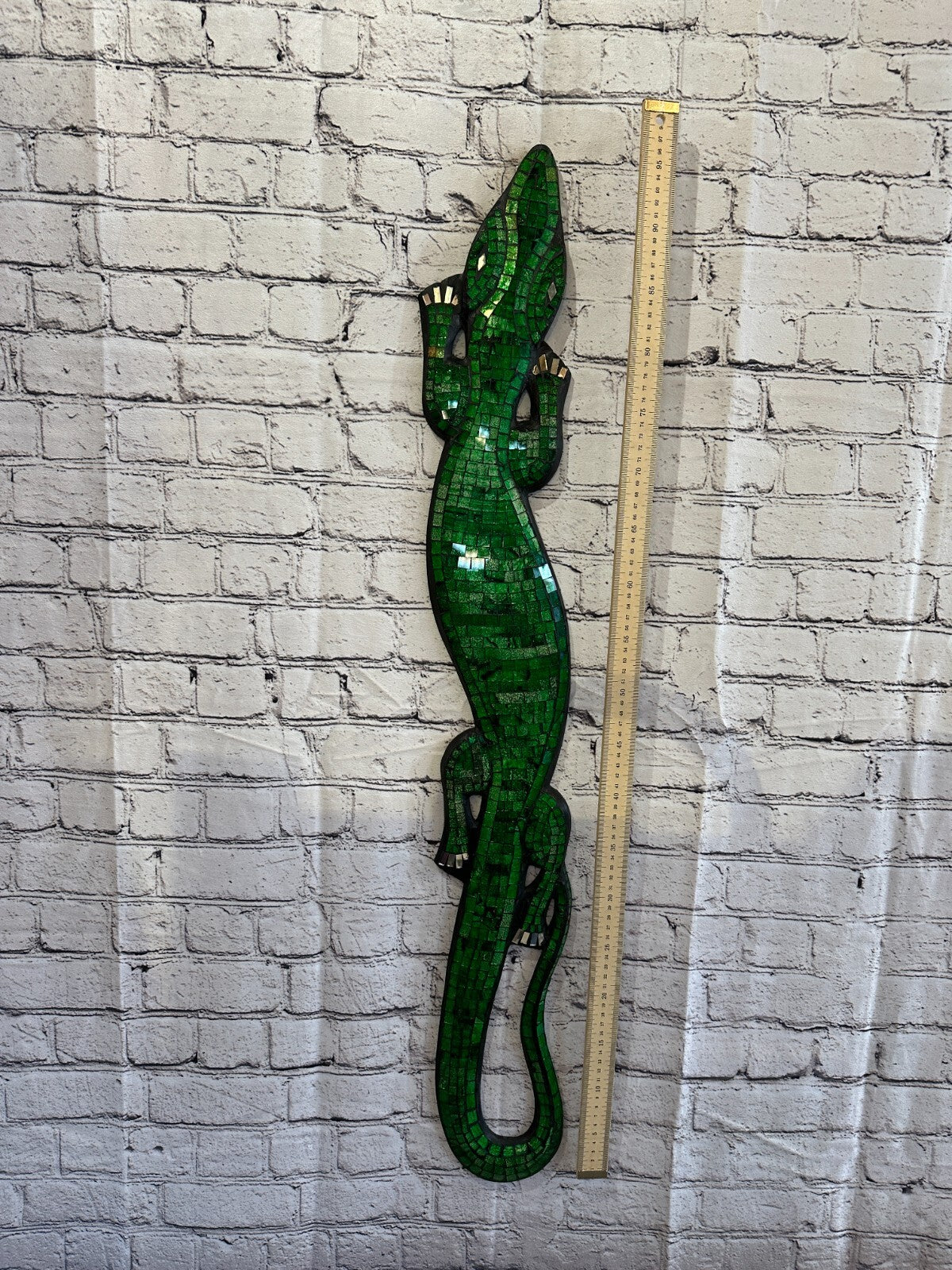 80cm Gecko Green Mosaic Wall Hanging Wooden Ornaments Wood Carving