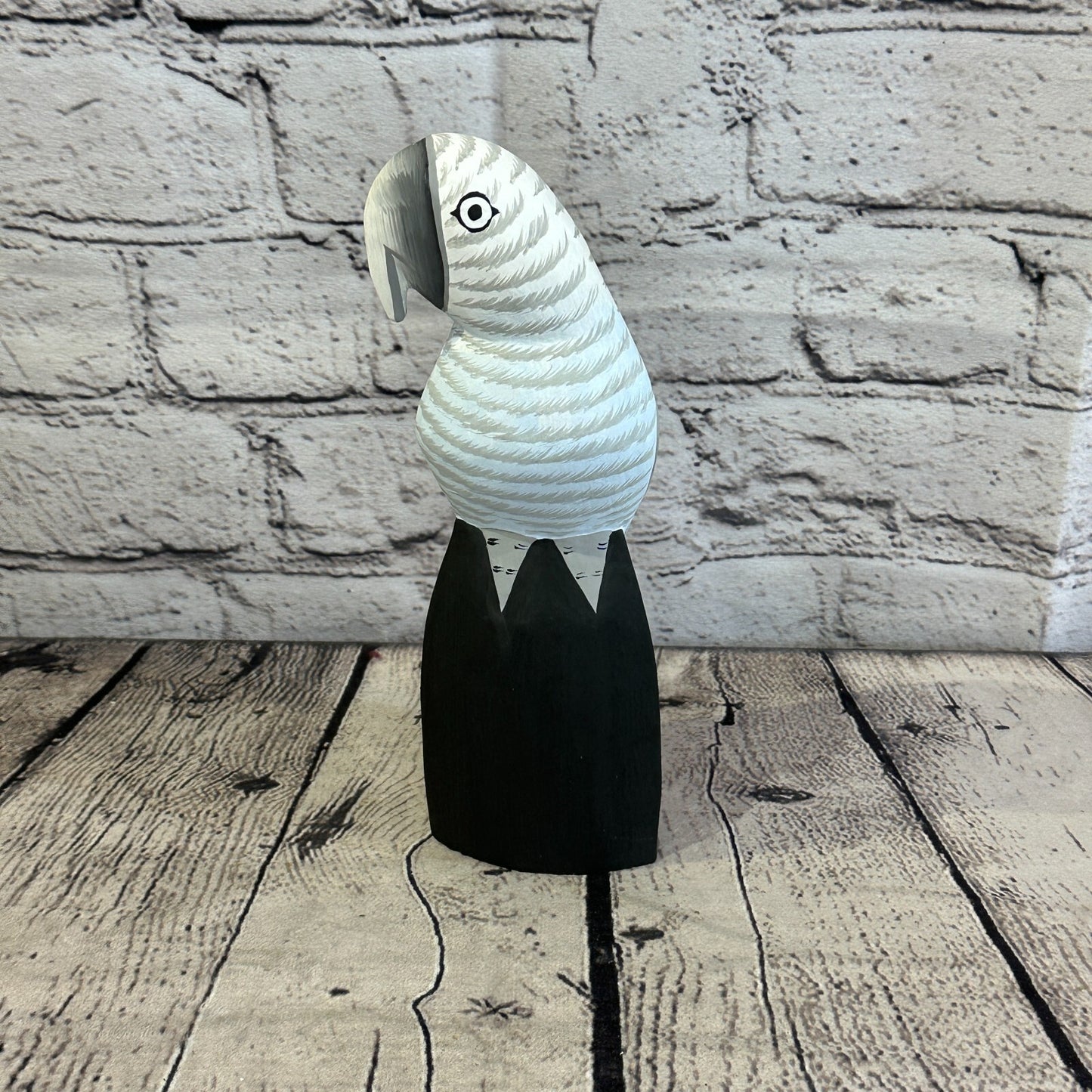 20cm Grey Parrot Bird Ornament Statue Fair Trade Hand Made Carved Wood