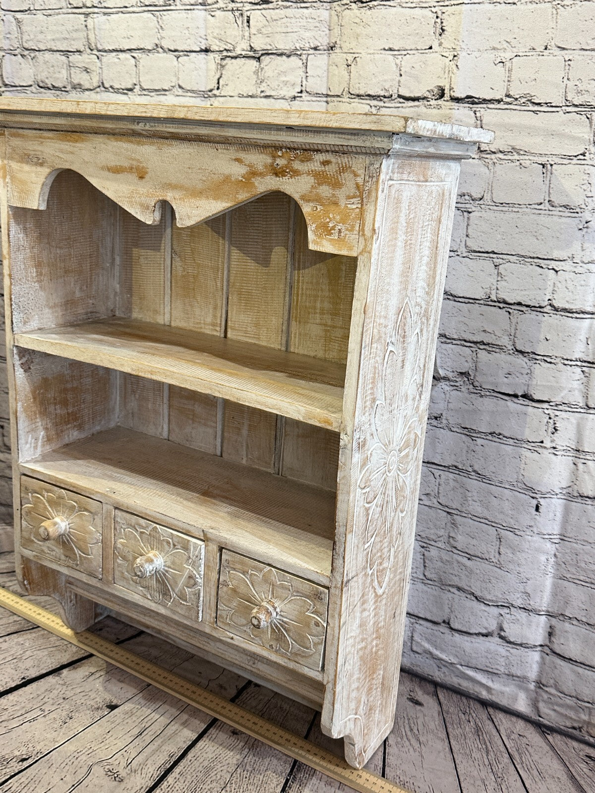 White 75cm x 50cm Wall Mounted Wooden Shabby Chic Hanging Storage Unit Cabinet