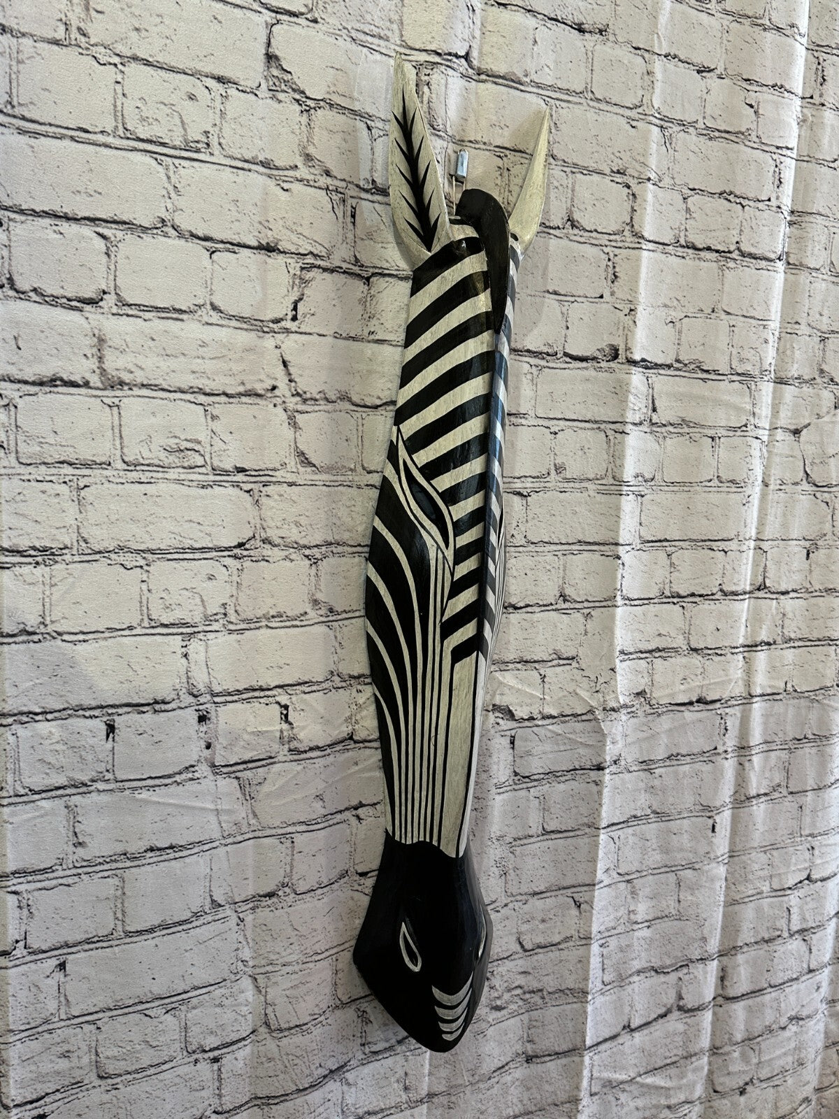 100cm Stripe Zebra Hand Carved Fair Trade Wooden Animal Wall Art Wall Hang Mask