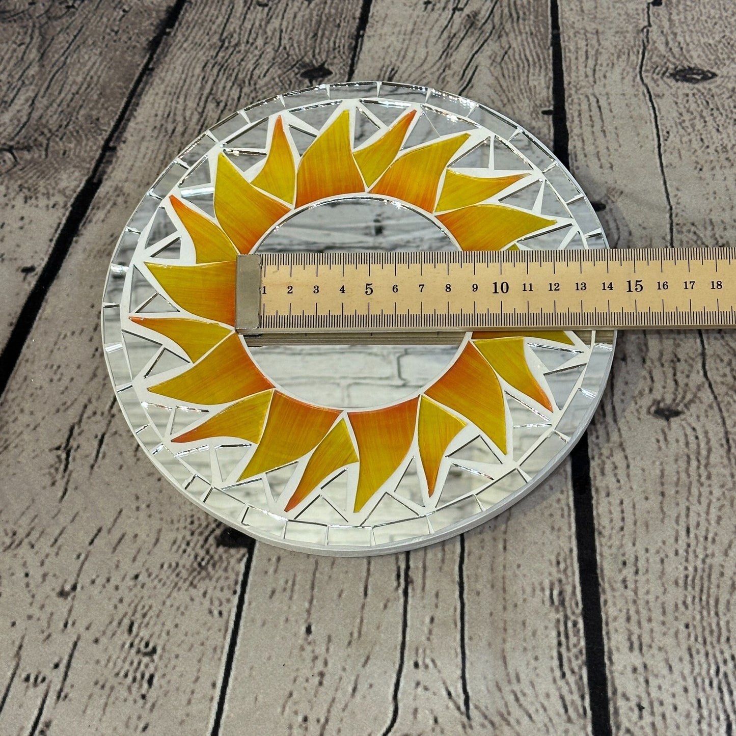 Orange Flame Sun Mosaic Tile Wall Mirror 20cm x 20cm 8 Inches Handmade New