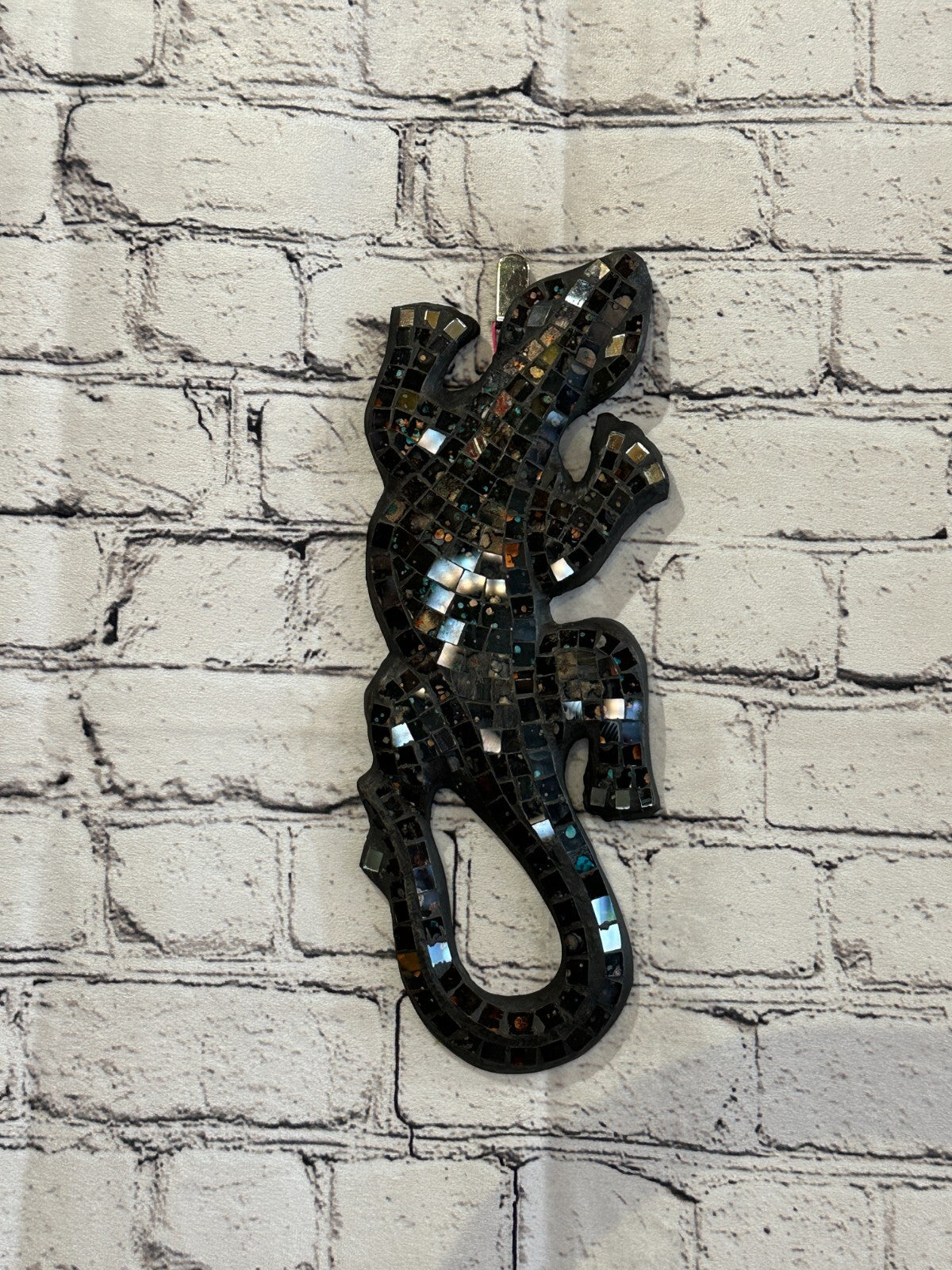 30cm Gecko Black Mosaic Wall Hanging Wooden Ornaments Wood Carving