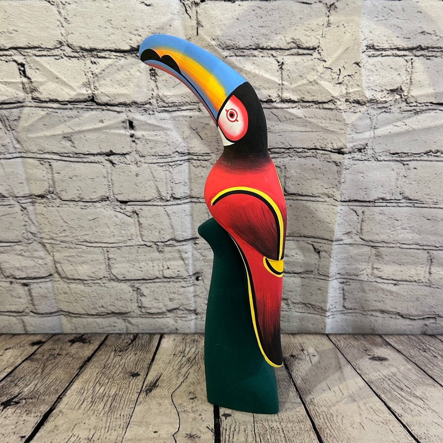 40cm Dark Red Toucan Bird Ornament Statue Fair Trade Hand Made Carved Wood